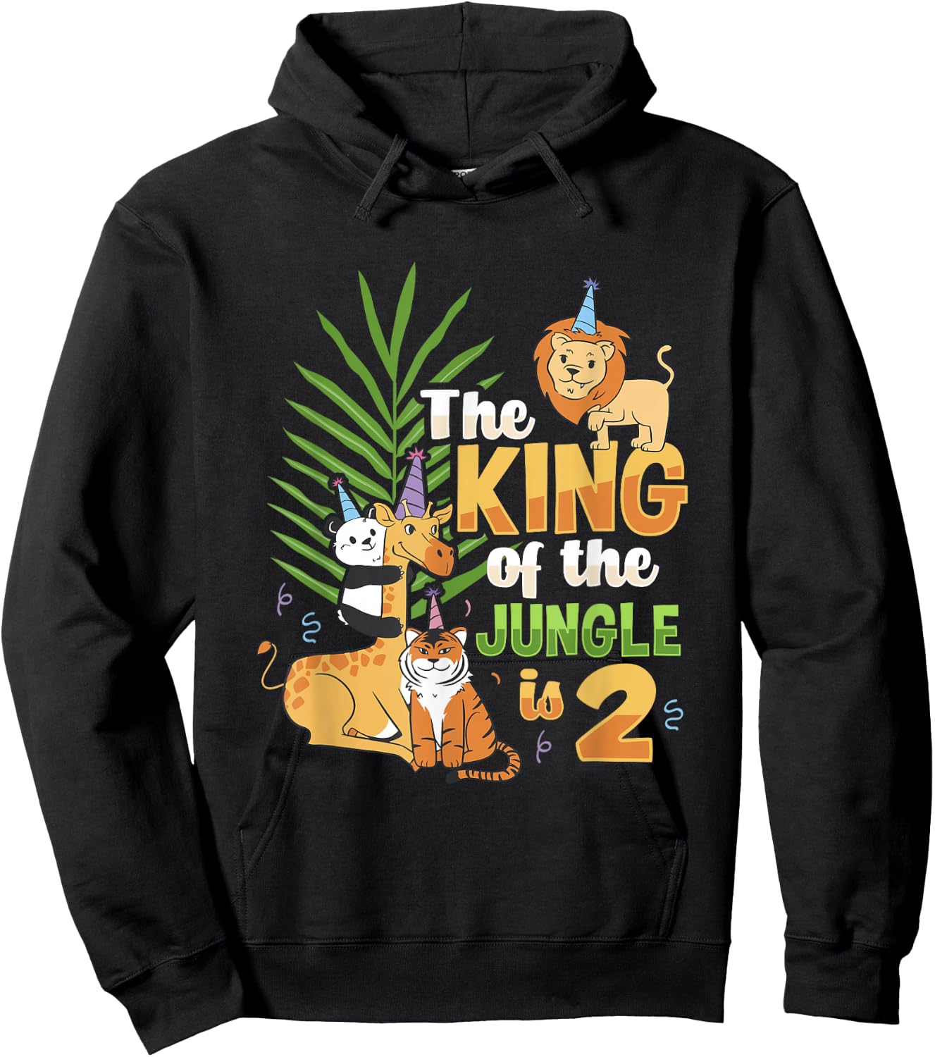 The king of the jungle is 2 Birthday Zoo Animal kids Design Hoodie - Hoodie | Black