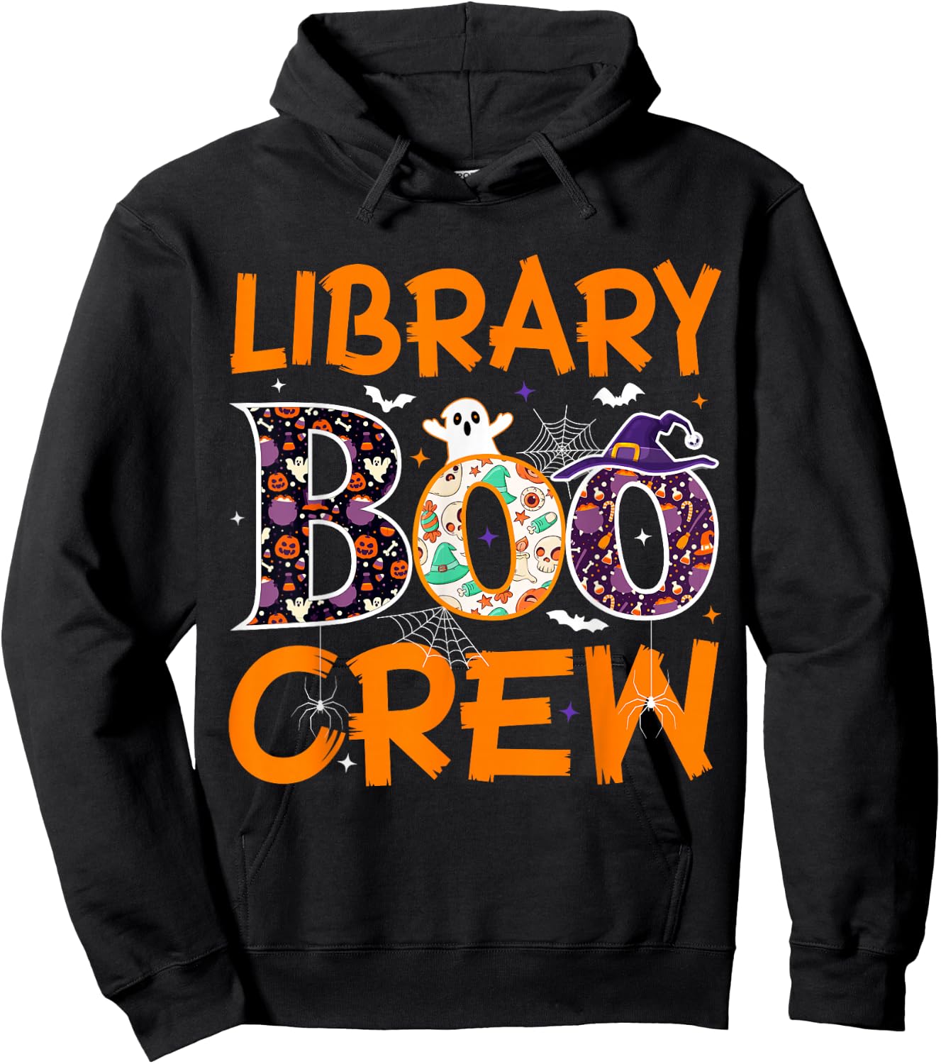 Library Boo Crew Book Lovers Funny Halloween Library Ghost Hoodie - Hoodie | Black