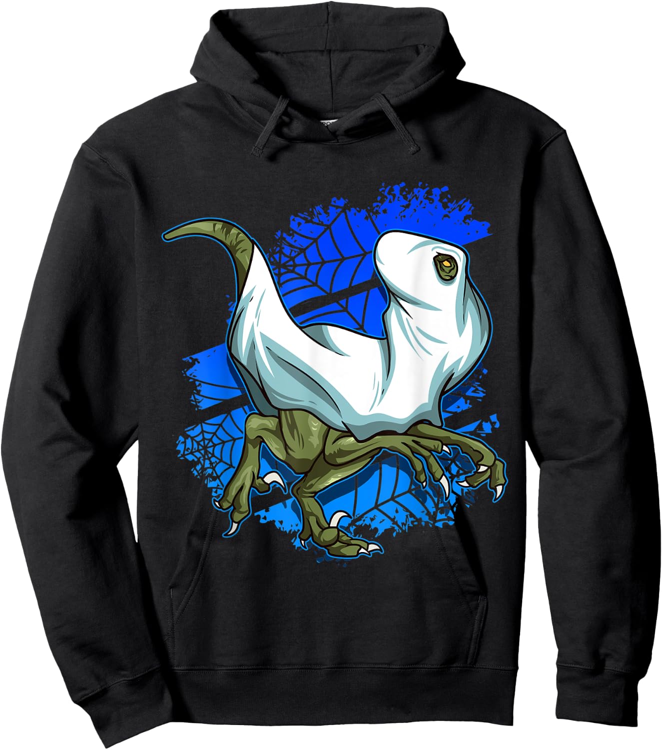 Halloween Dinosaur Costume Funny Running Velociraptor Ghost Hoodie - Hoodie | Black