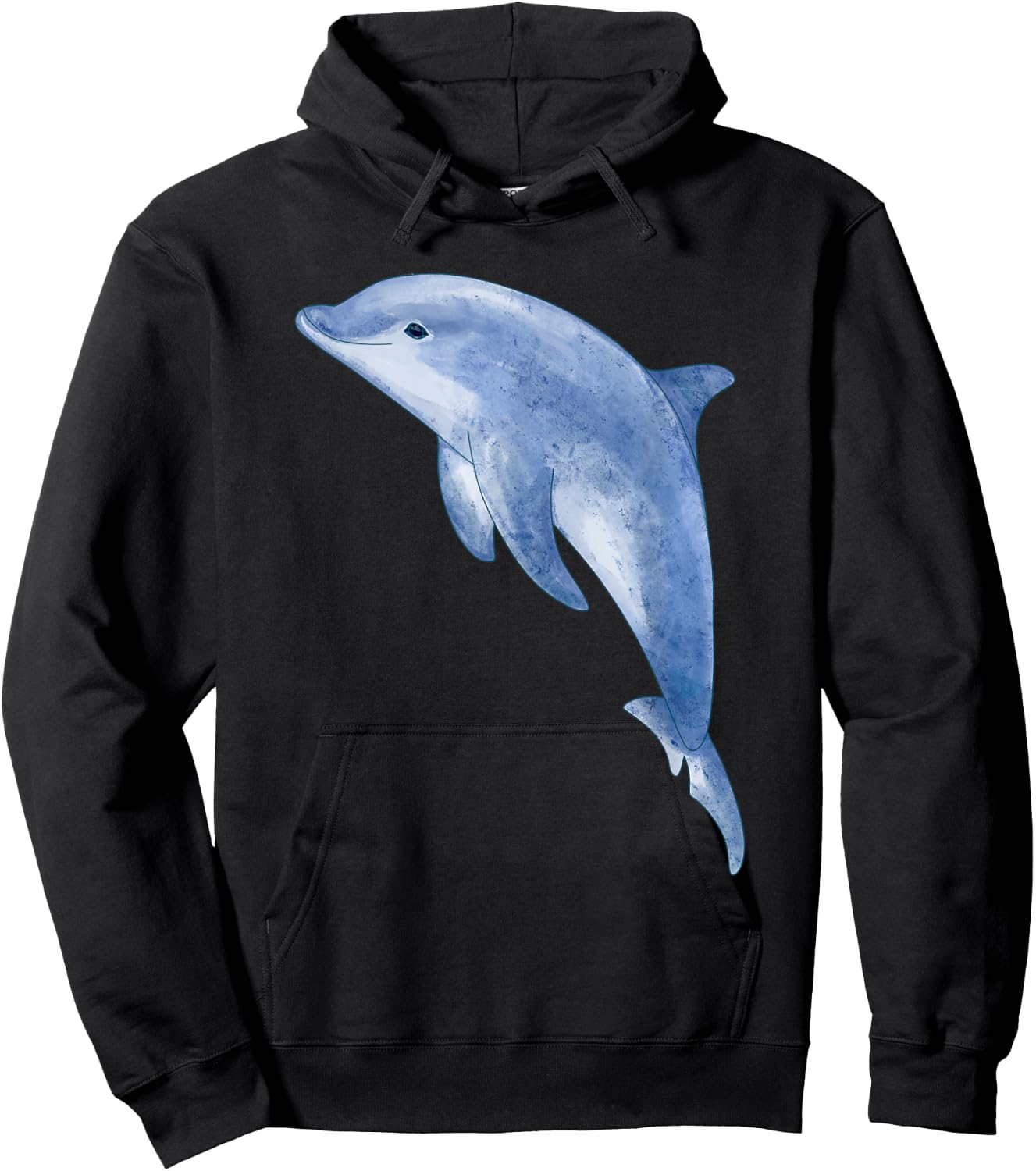 Cute Playful Blue Bottlenose Dolphin Watercolor Artwork Hoodie - Hoodie | Black