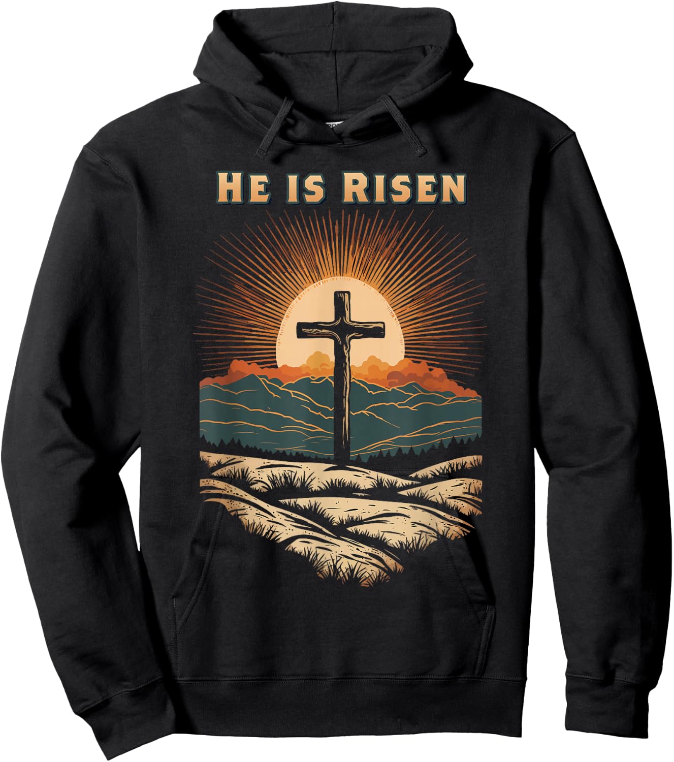 He Is Risen Easter Resurrection Jesus Christian Bible Verse Hoodie - Hoodie | Black