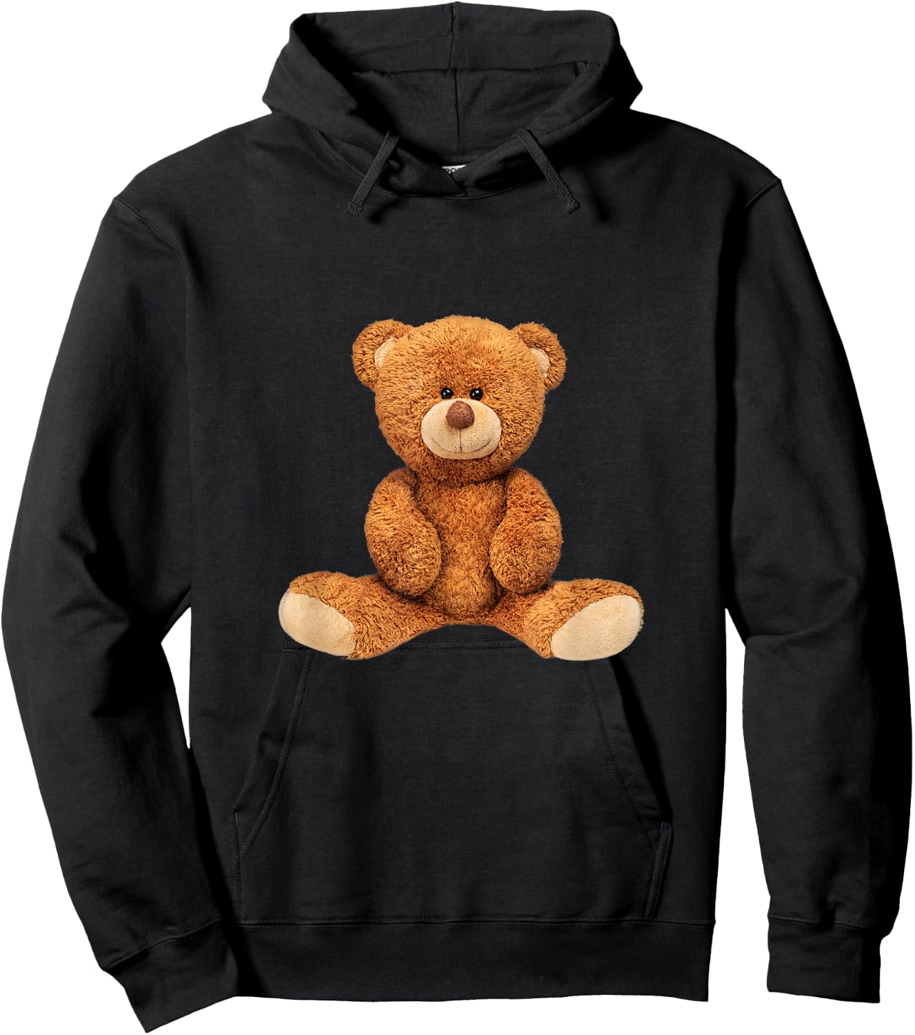 Cool Real Teddy Bear Toy Illustration Outfit Graphic Designs Hoodie - Hoodie | Black