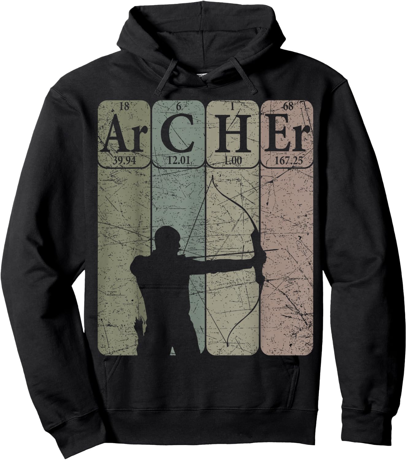 Archer Periodic Table Elements Bow Hunting Archery Vintage Hoodie - Hoodie | Black
