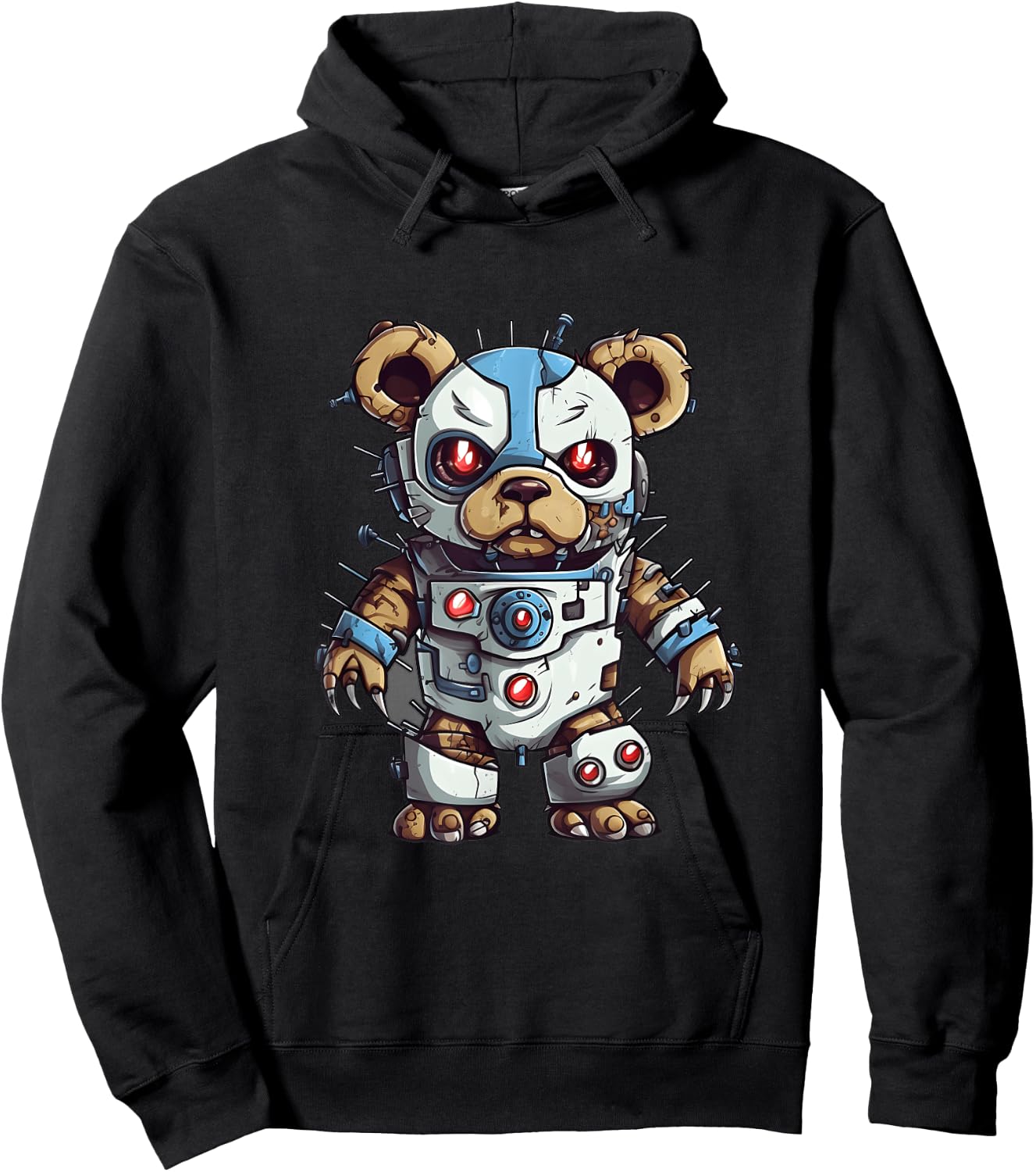 Robot Teddy Bear, Hip Hop Teddy Bear, Cyborg Teddy Bear Hoodie - Hoodie | Black