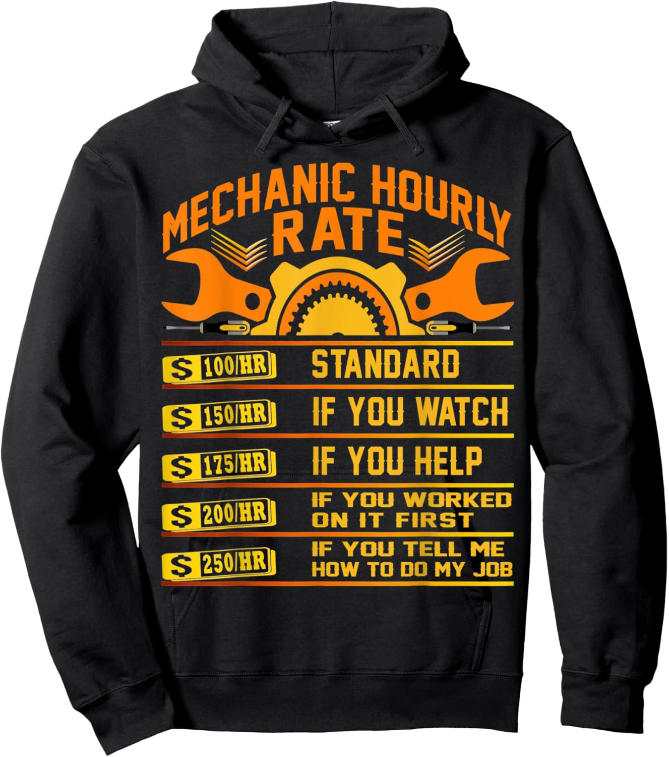 Funny Mechanic Hourly Rate Gifts Shirt Labor Rates Hoodie - Hoodie | Black