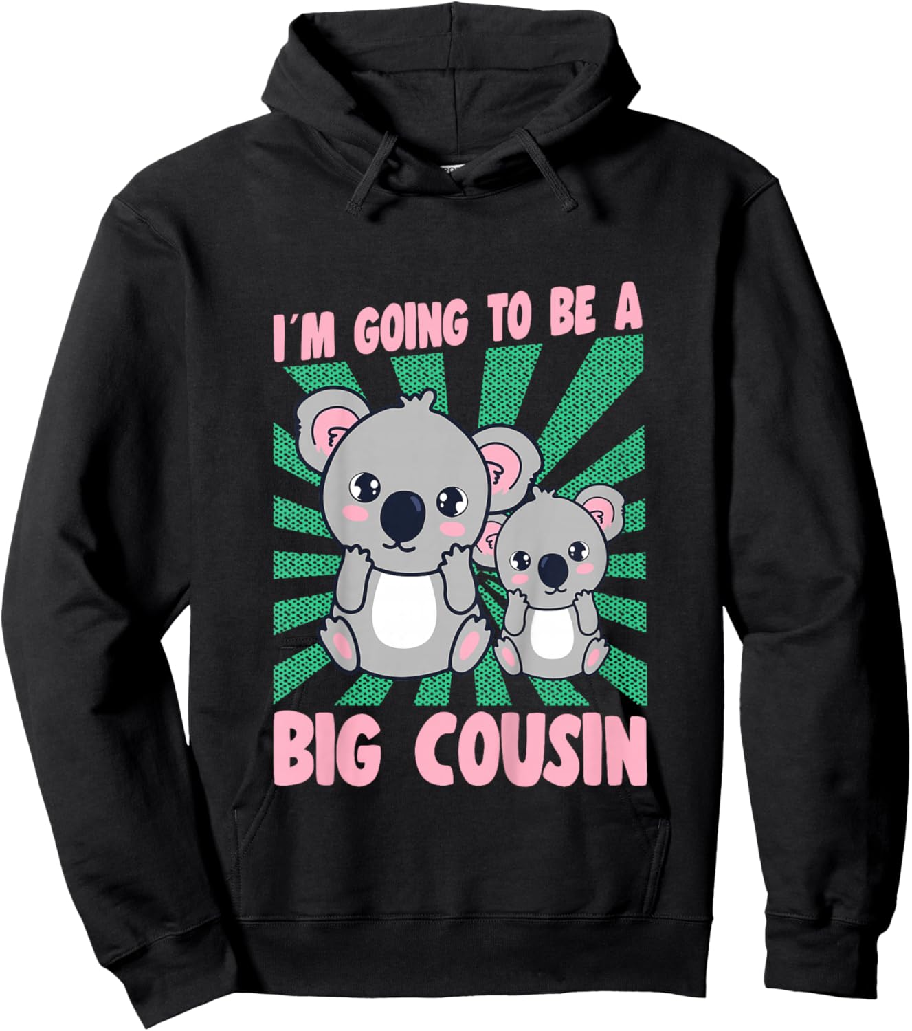 Kids I Will Be A Big Cousin Koala Graphic Big Cousin Hoodie - Hoodie | Black