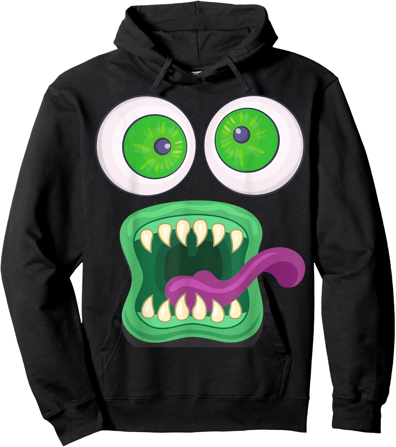 Men's Women's Big Eyes Monster Face Halloween Costume Hoodie - Hoodie | Black