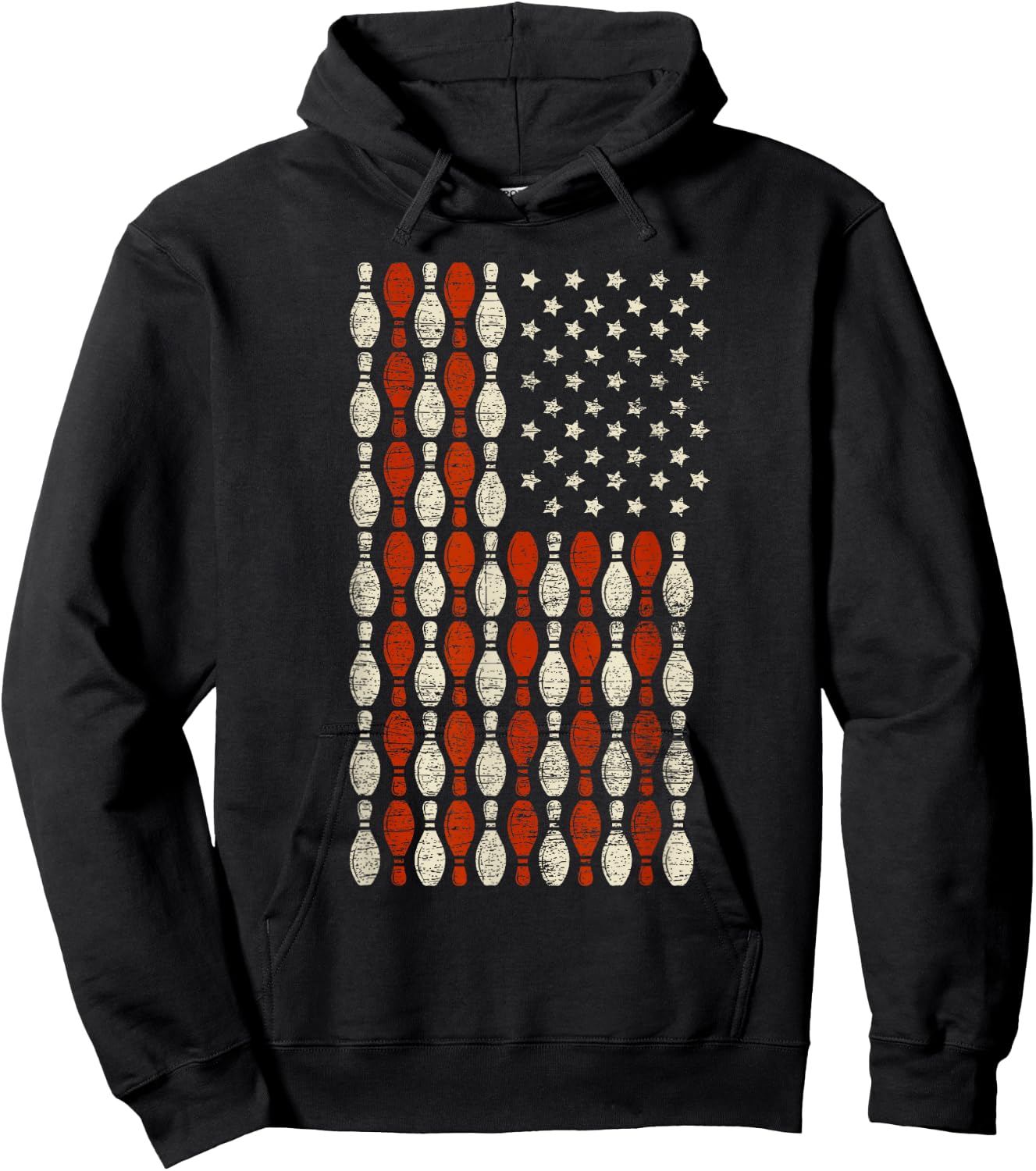 USA Flag Bowling Pin Bowler Gift Bowling Hoodie - Hoodie | Black