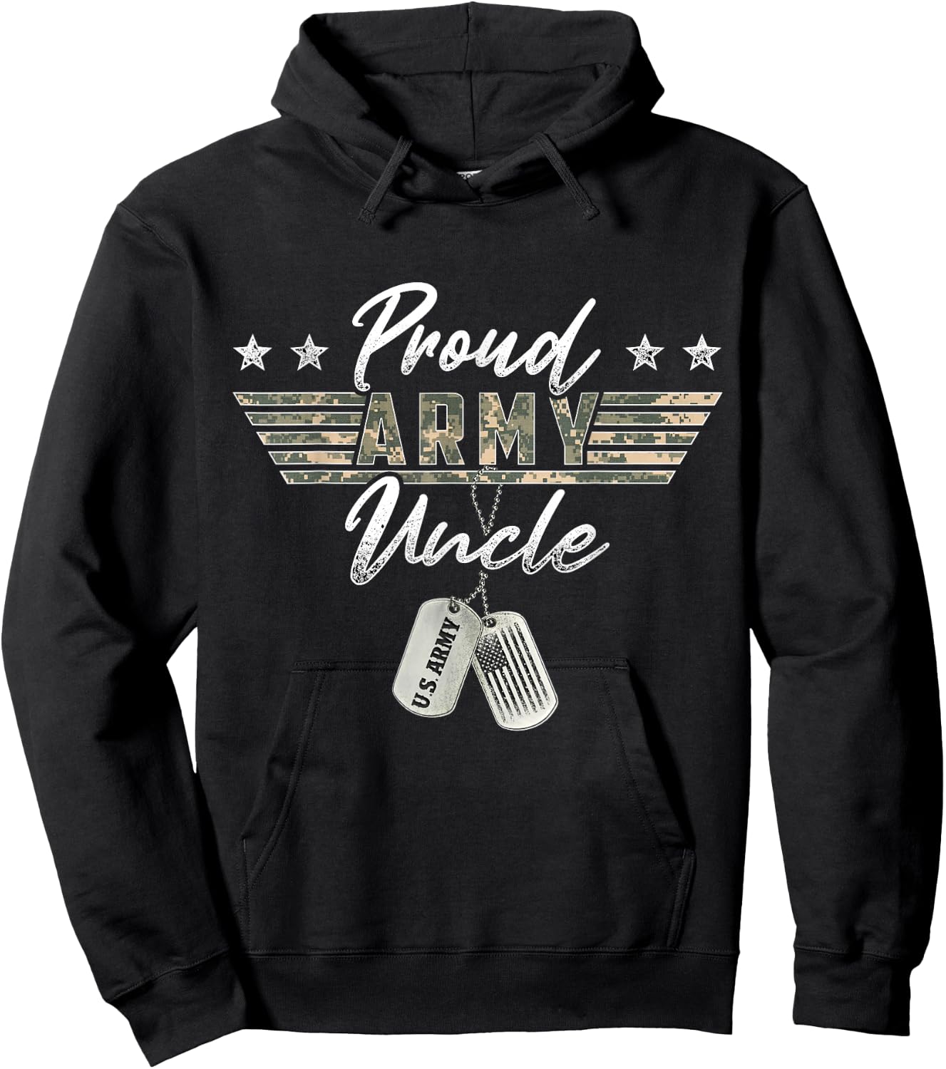 Proud Army Uncle American Veteran Military Hoodie - Hoodie | Black
