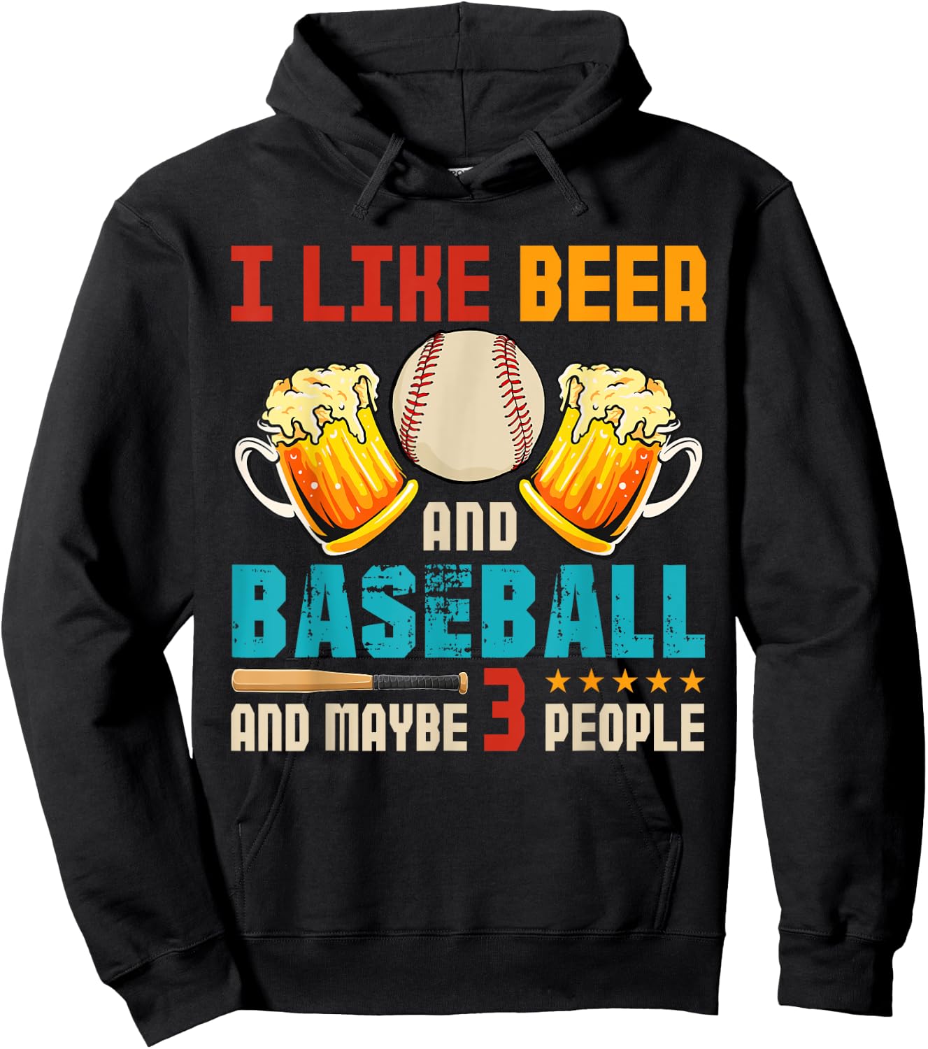 Vintage I Like Beer And Baseball And Maybe 3 People Drinker Hoodie - Hoodie | Black