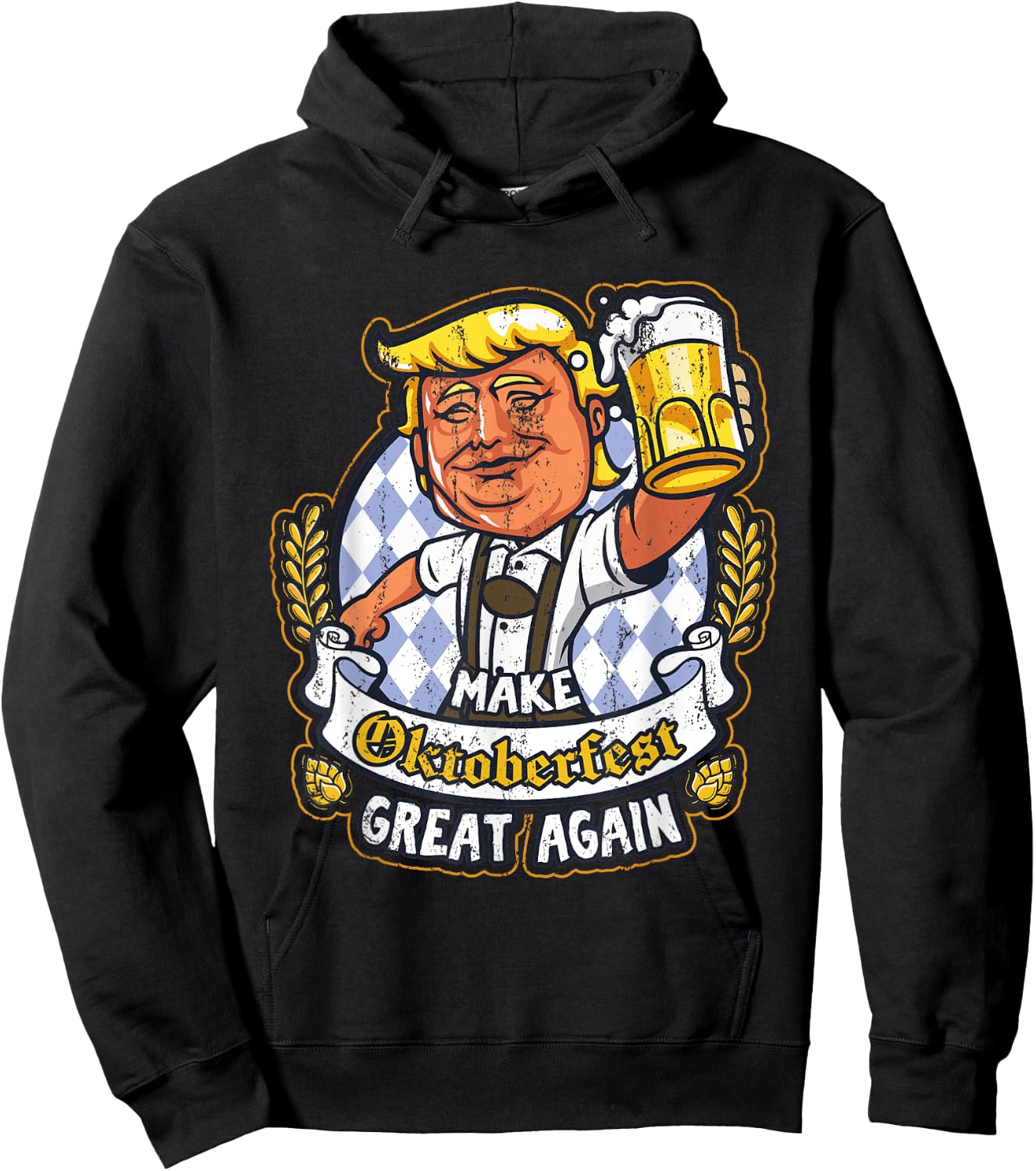 Make Oktoberfest Great Again Funny Beer Drinking Trump Hoodie - Hoodie | Black