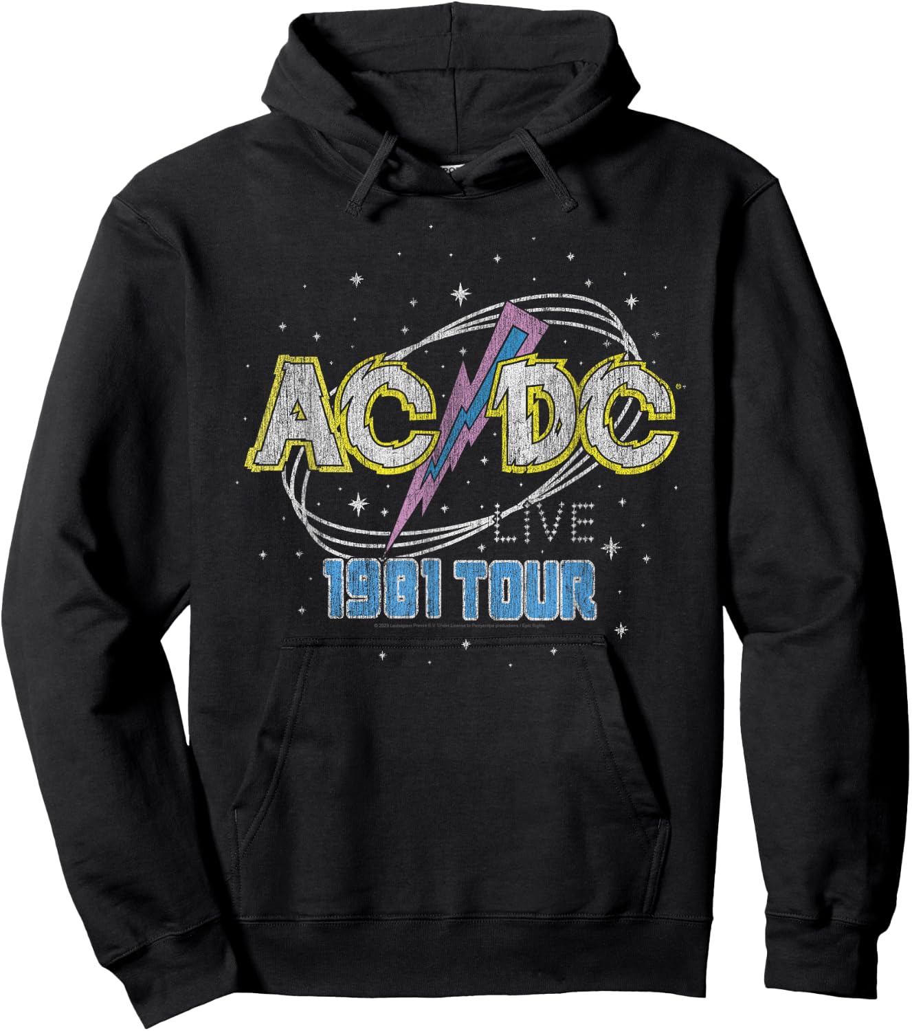 Official AC/DC 1981 Live World Tour Retro Logo Hoodie - Hoodie | Black