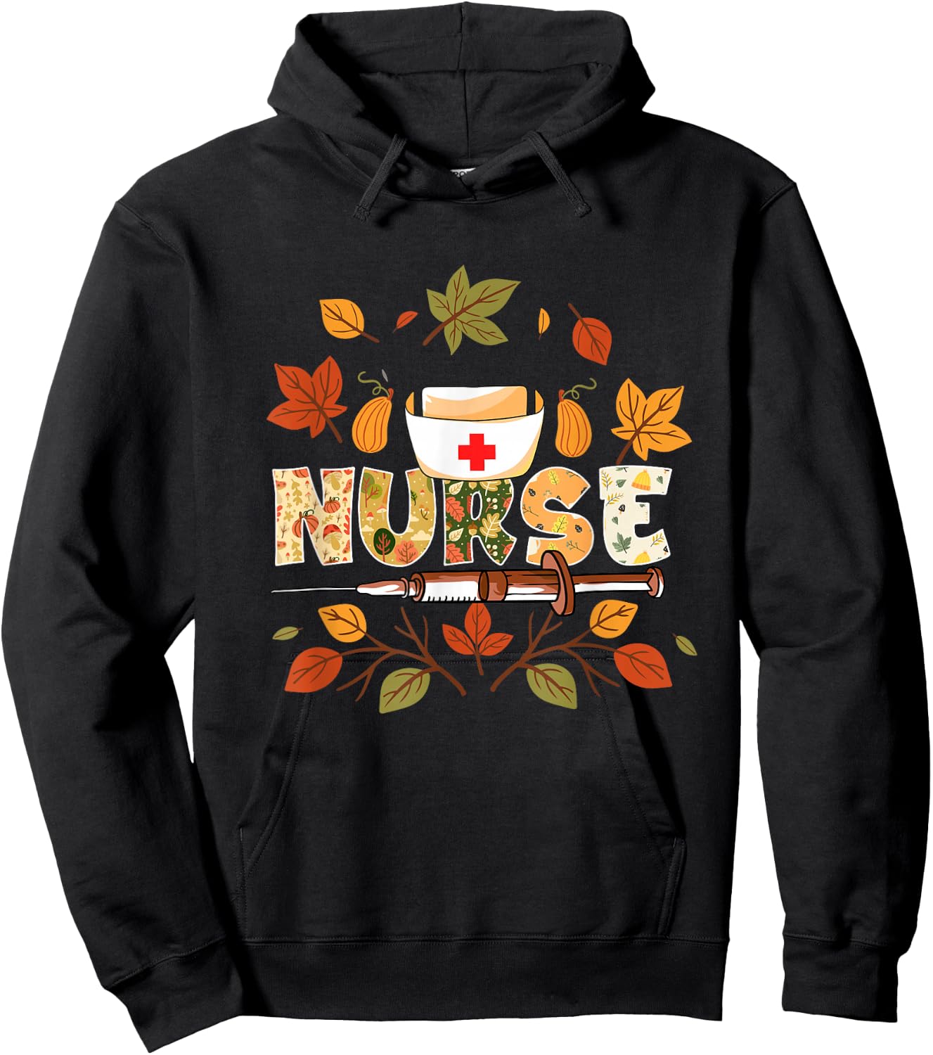 Autumn Fall Outfit Nurse Thankful Grateful Blessed Hoodie - Hoodie | Black