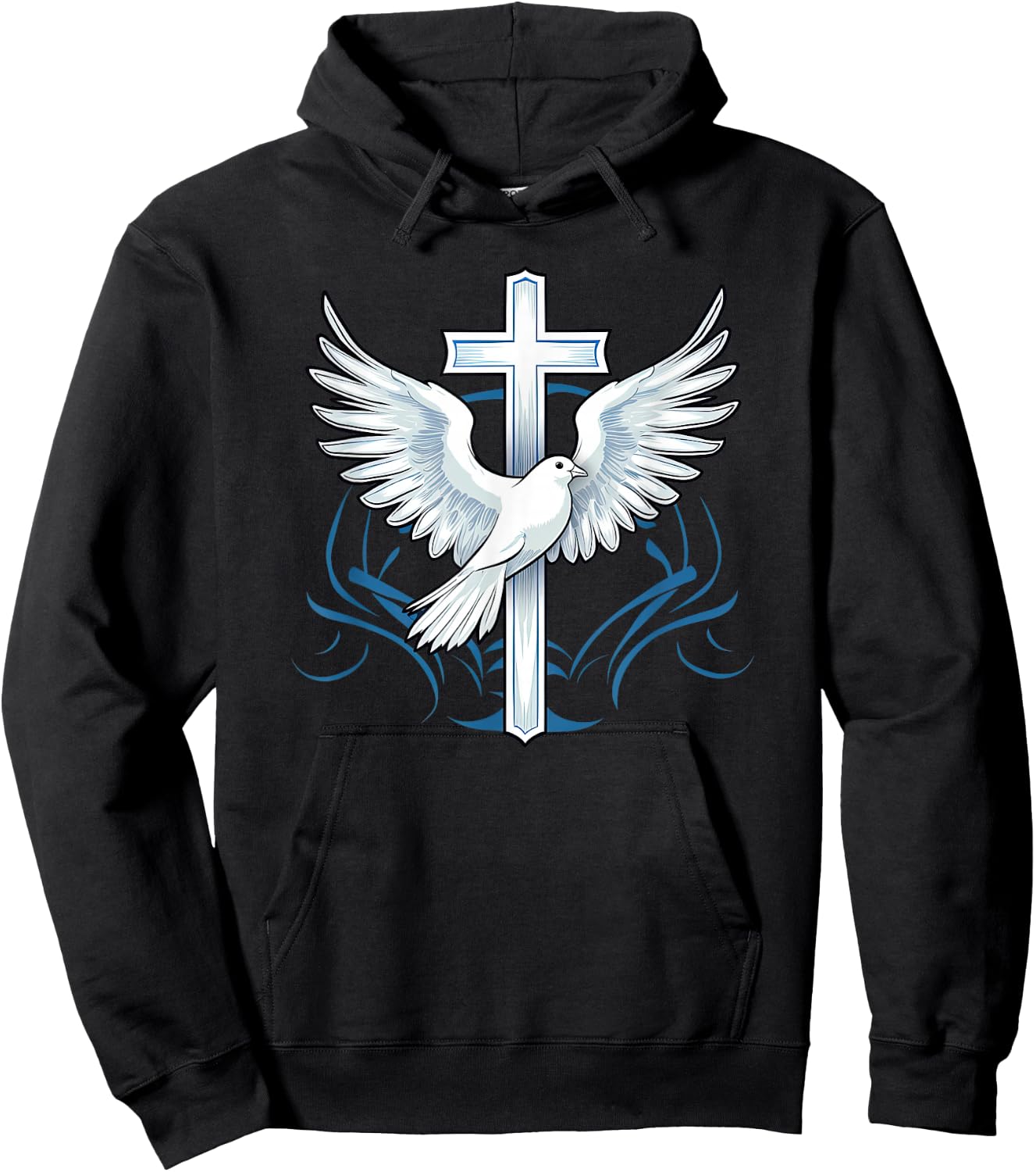 Holy Spirit Dove Praise Jesus Baptism of Jesus Cross Hoodie - Hoodie | Black