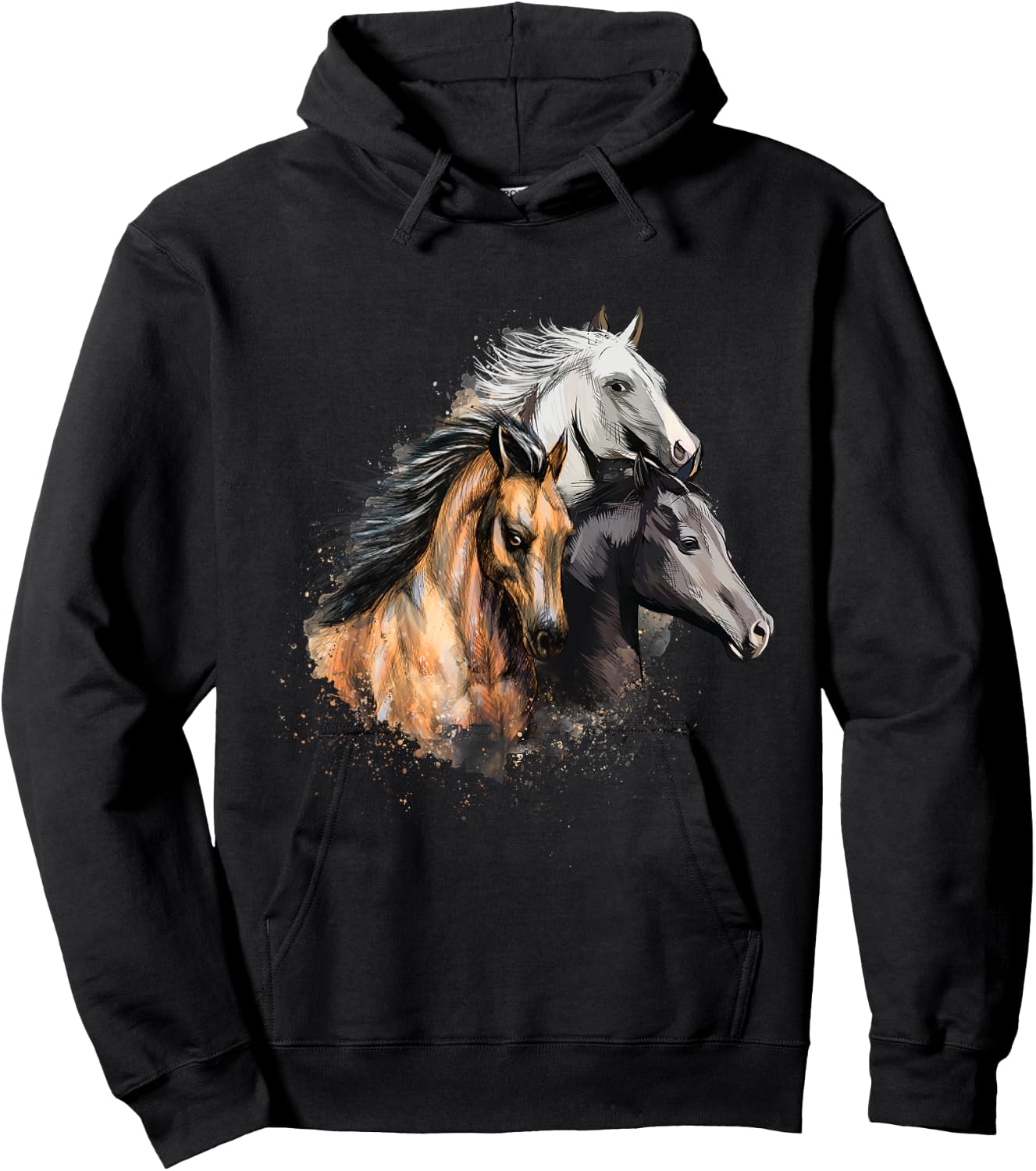3 Horses - Horse Animal Lover Horseman Equestrian Riding Hoodie - Hoodie | Black