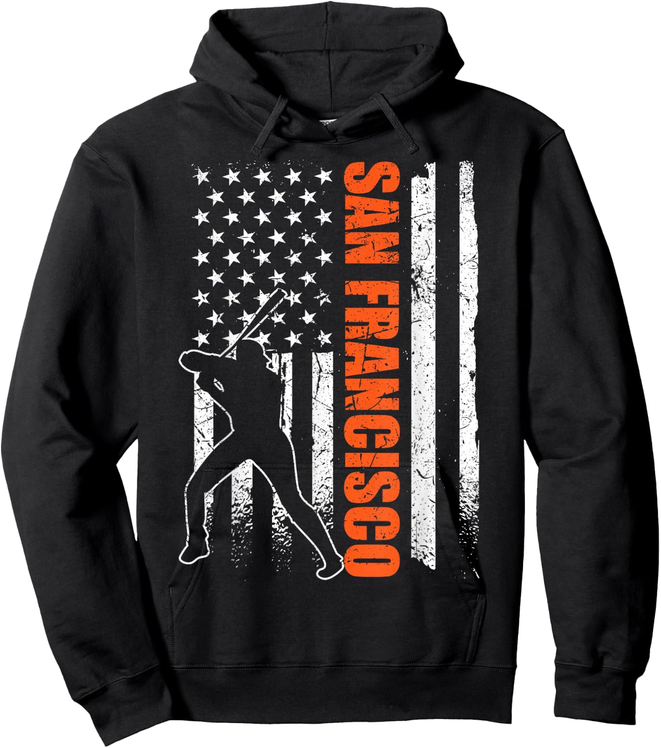 San Francisco Baseball Flag USA Vintage Patriotic Baseball Hoodie - Hoodie | Black