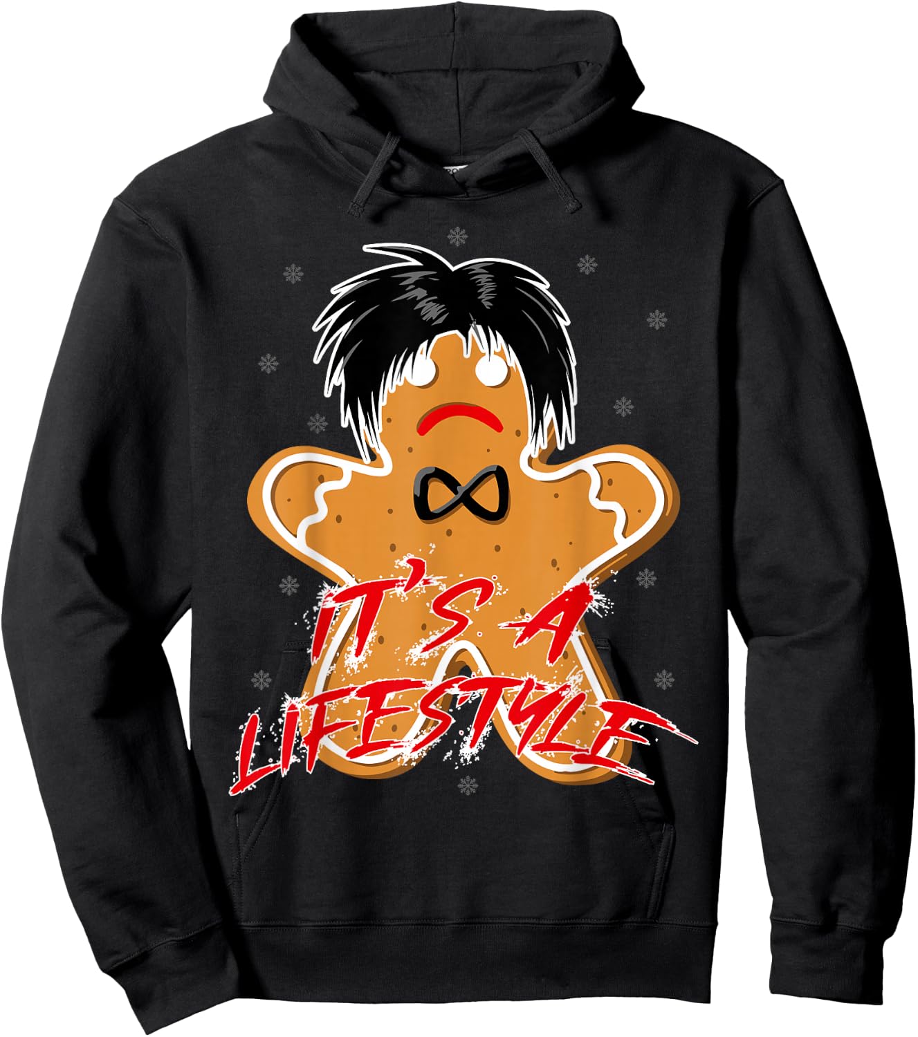 Funny Black Hair Punk Alternative Emo Music Lover Christmas Emo Heritage Dark Lifestyle Funny Gingerbread man Hoodie - Hoodie | Black