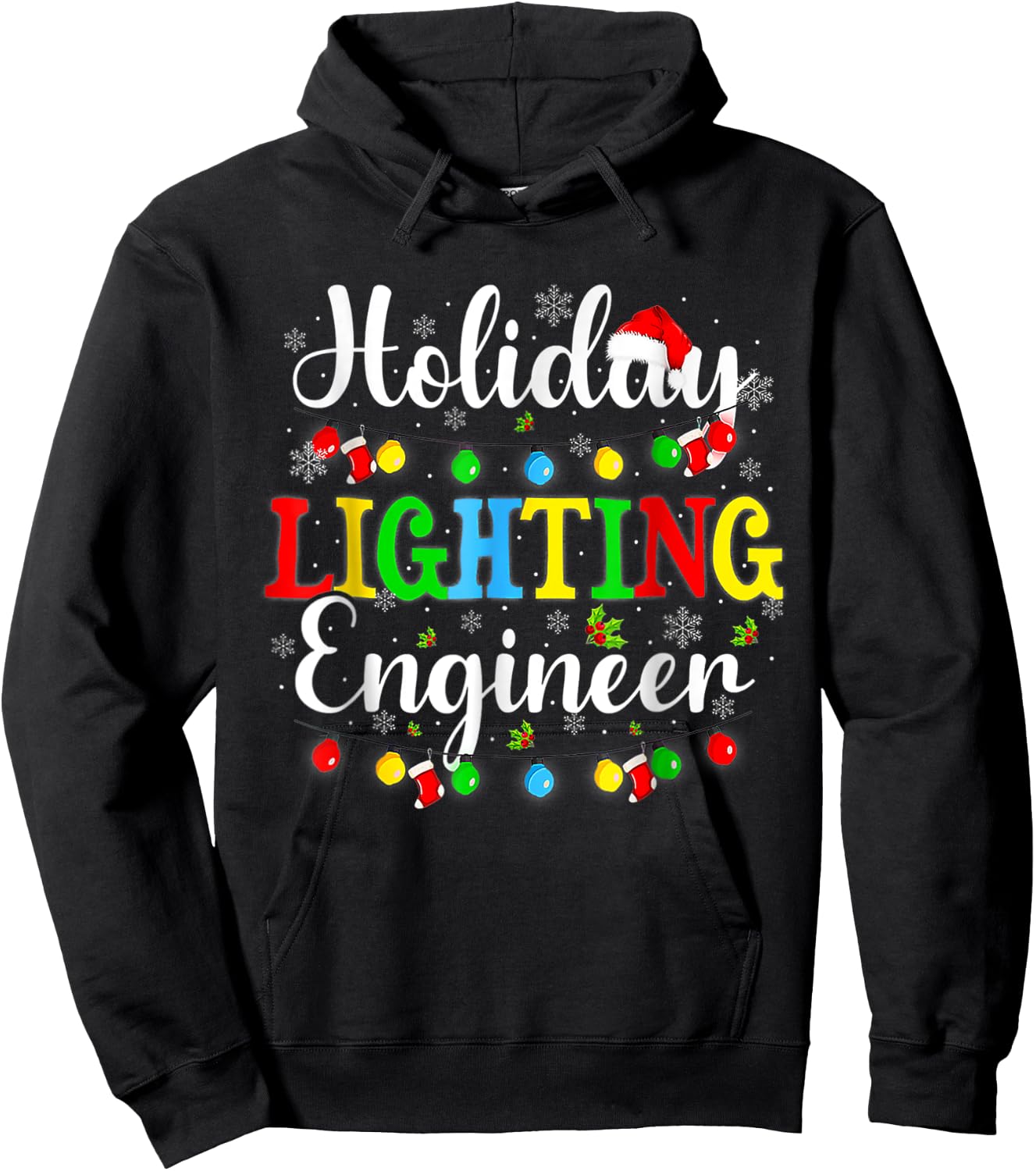 Funny Xmas Holiday Lighting Engineer Christmas Light Hoodie - Hoodie | Black