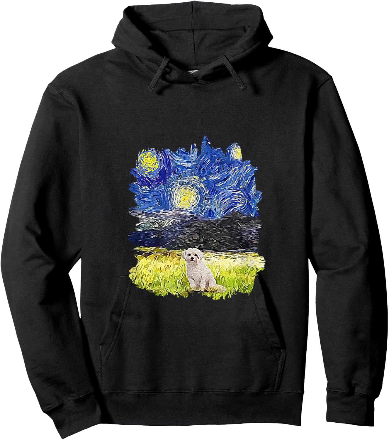 Starry Night Impressionist - Dog Art Coton de Tulear Women Kids Hoodie - Hoodie | Black