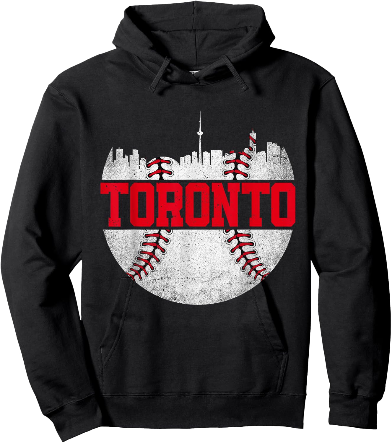 Toronto Baseball Cityscape Distressed Graphic Men Women Hoodie - Hoodie | Black