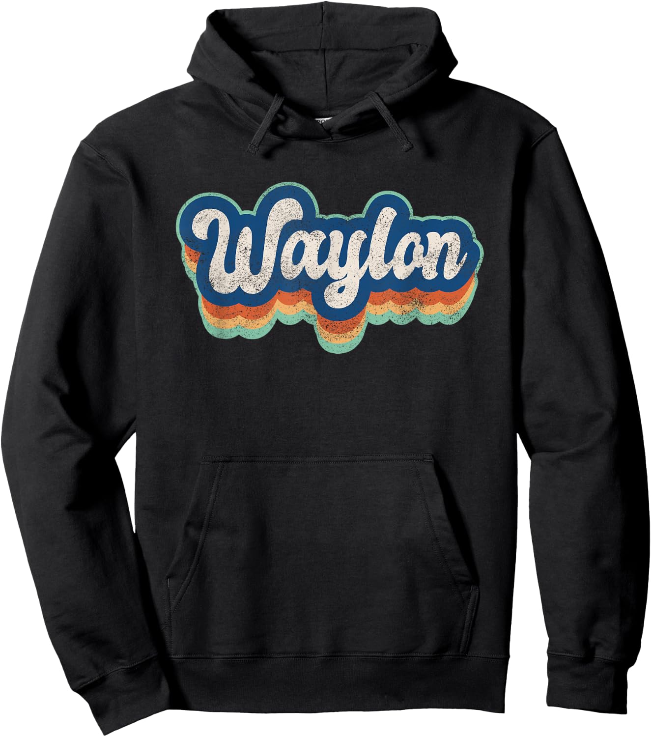 Waylon First Name Boy Vintage Style 70s 80s Personalized Hoodie - Hoodie | Black