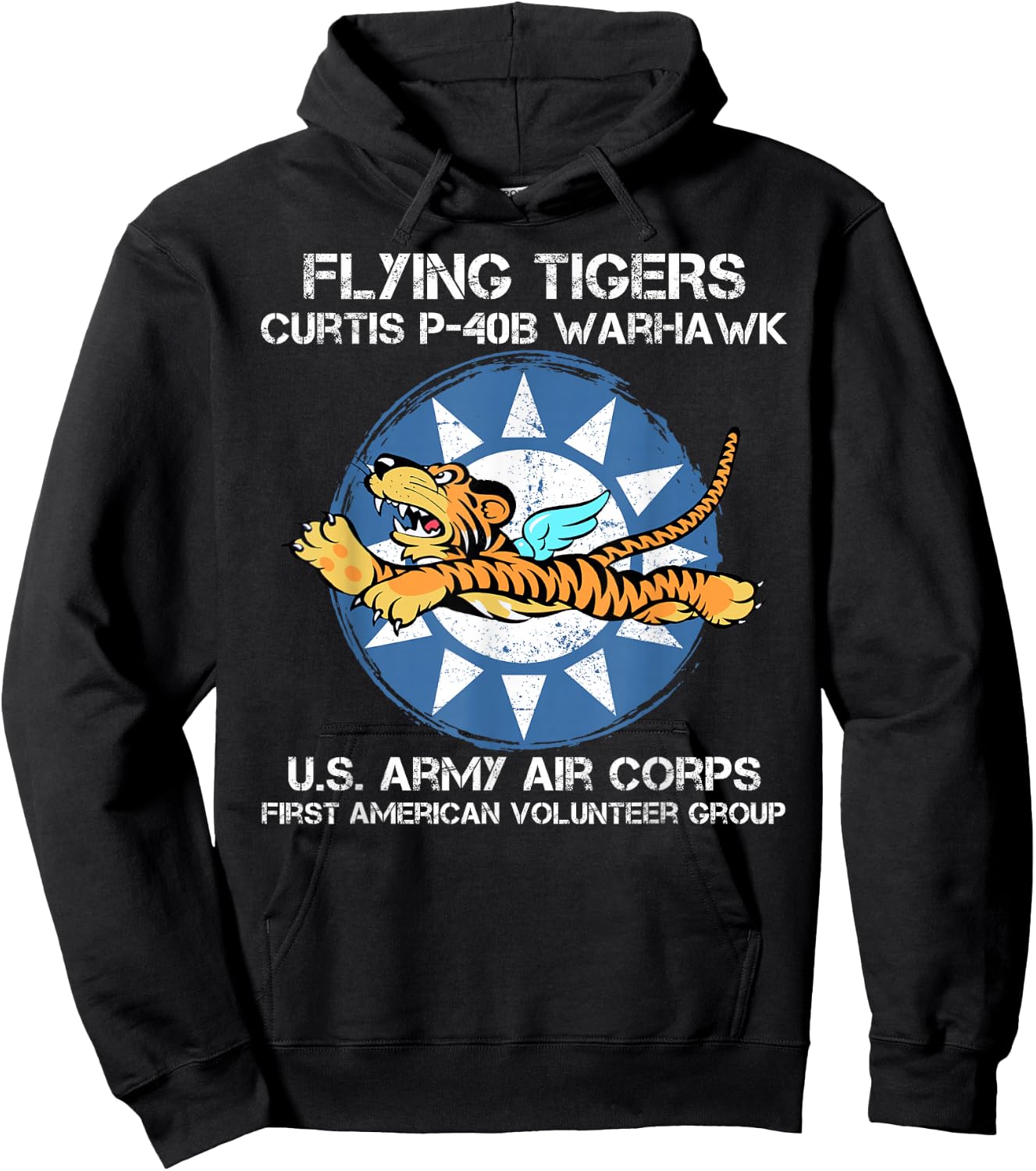 Flying Tigers Curtis P-40B Warhawk World War 2 Airplane Hoodie - Hoodie | Black