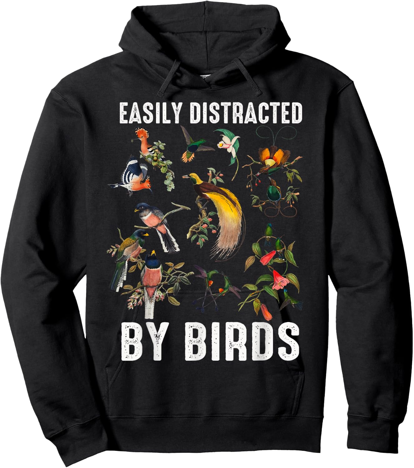 Easily Distracted By Birds Funny Bird Watcher & Birdwatching Hoodie - Hoodie | Black