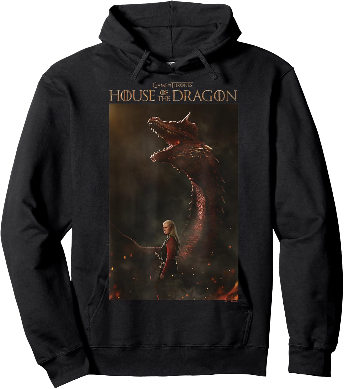House of the Dragon Daemon & Caraxes Poster Hoodie - Hoodie | Black