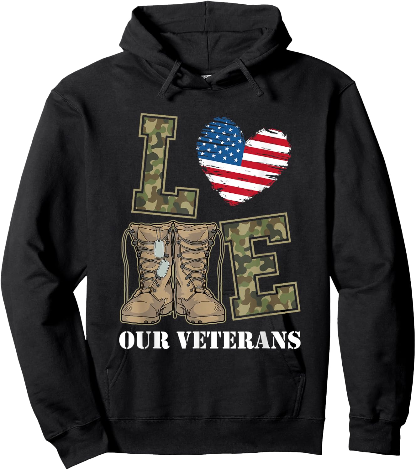 I Love Our American Military Veterans Hoodie - Hoodie | Black