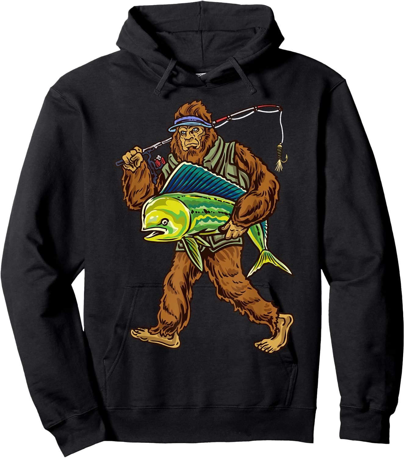 Mahi Fishing Bigfoot Ocean Dorado Fisherman Hoodie - Hoodie | Black