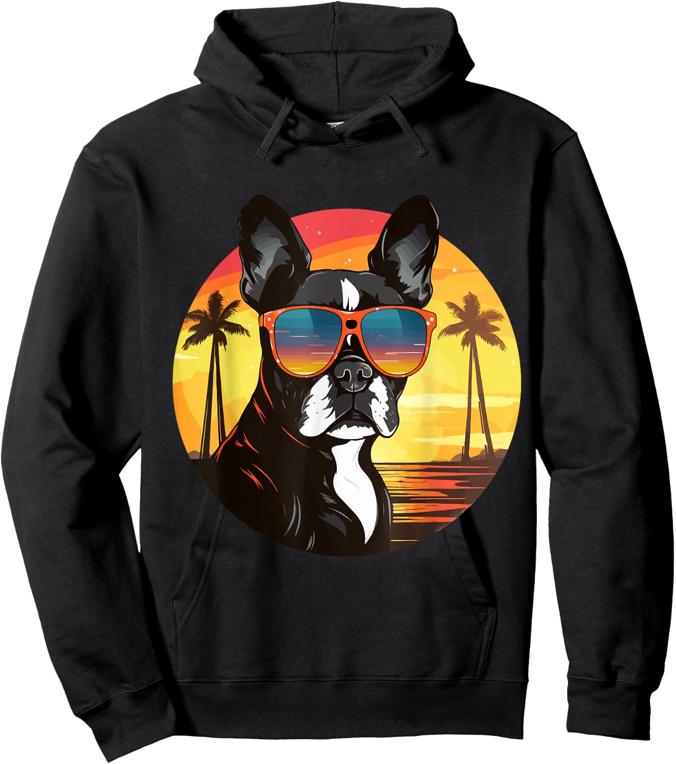 Boston Terrier Bostie Dog Breed Pet with Sunglasses Women Kids Hoodie - Hoodie | Black