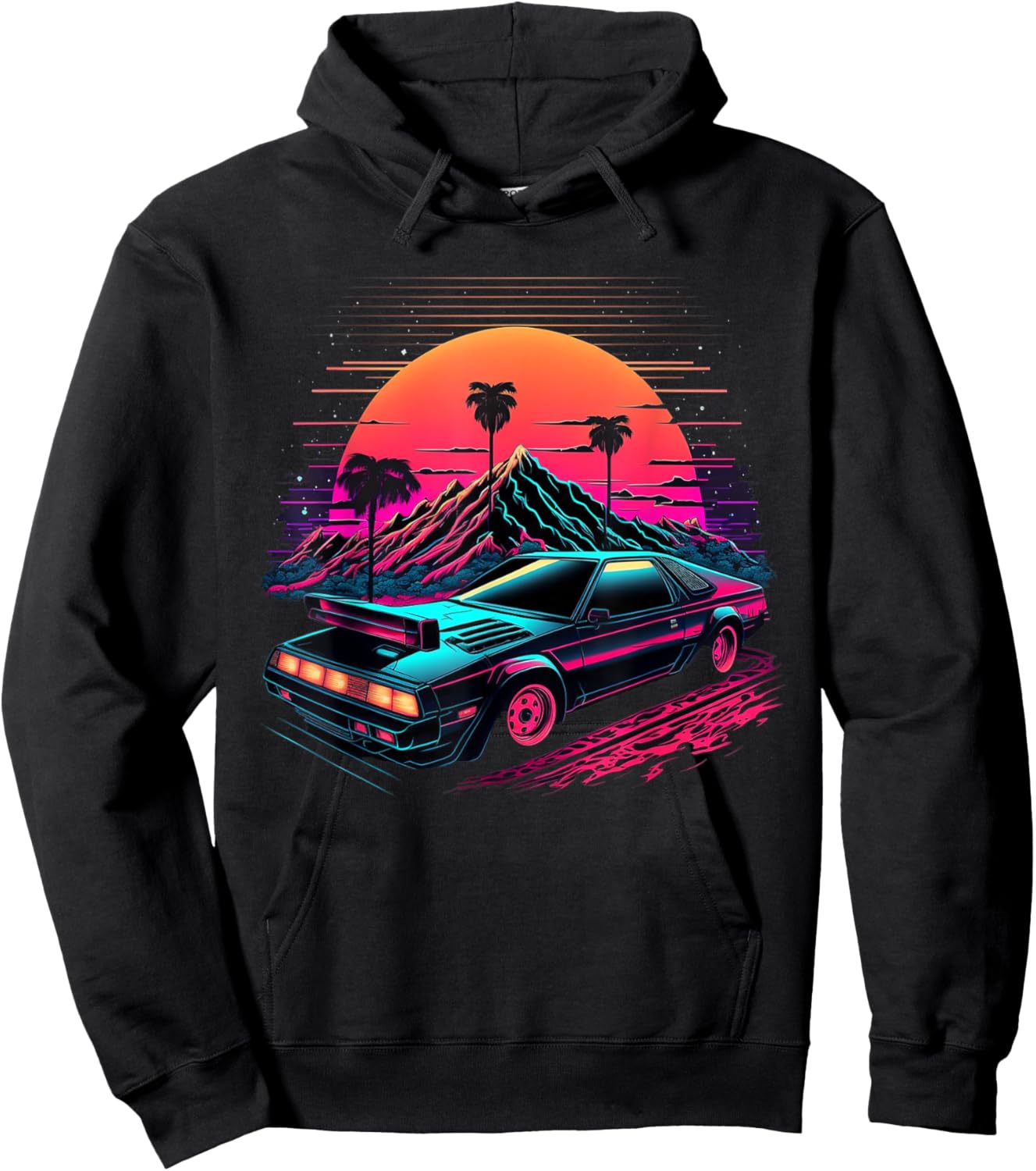 Japanese Retro Futuristic Synthwave Car Racing JDM Tuning Hoodie - Hoodie | Black