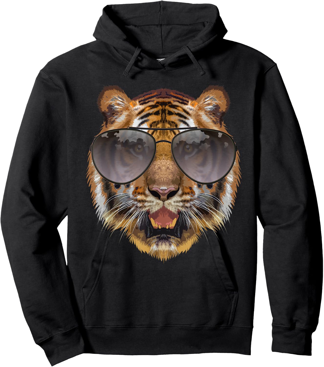 Funny Tiger Design Women Kids Cat with Glasses Lover Hoodie - Hoodie | Black