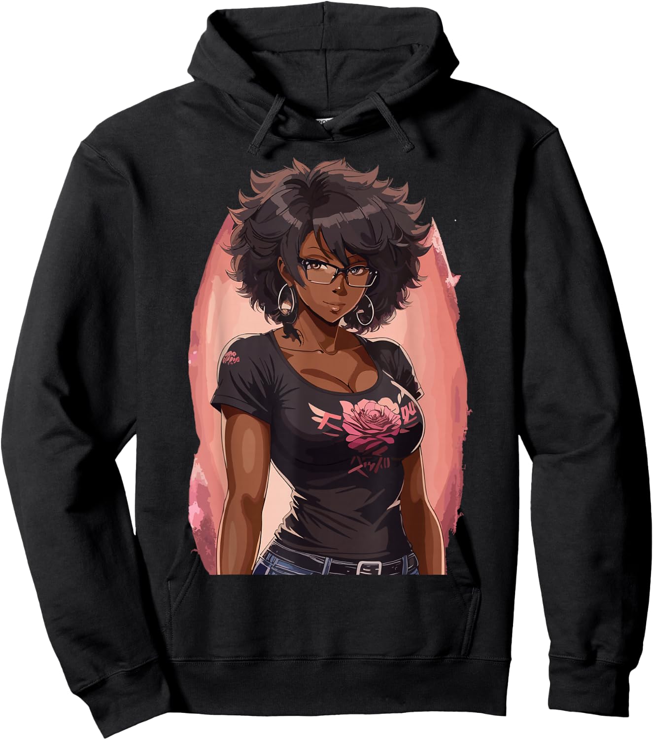 Black Anime Girl Kawaii Waifu Aesthetic Japanese Hoodie - Hoodie | Black