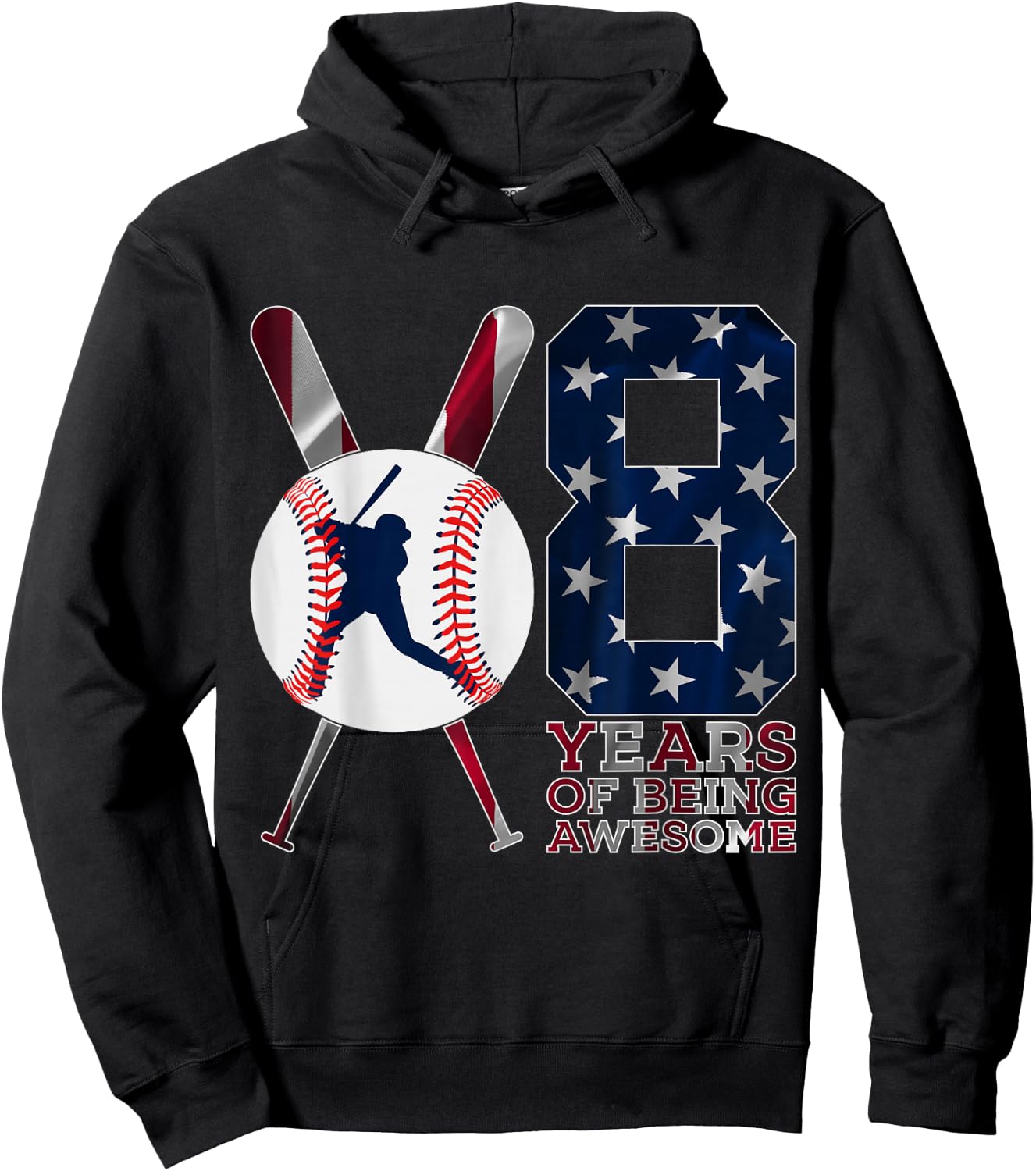 8 Years of Being Awesome Baseball 8TH Birthday Hoodie - Hoodie | Black