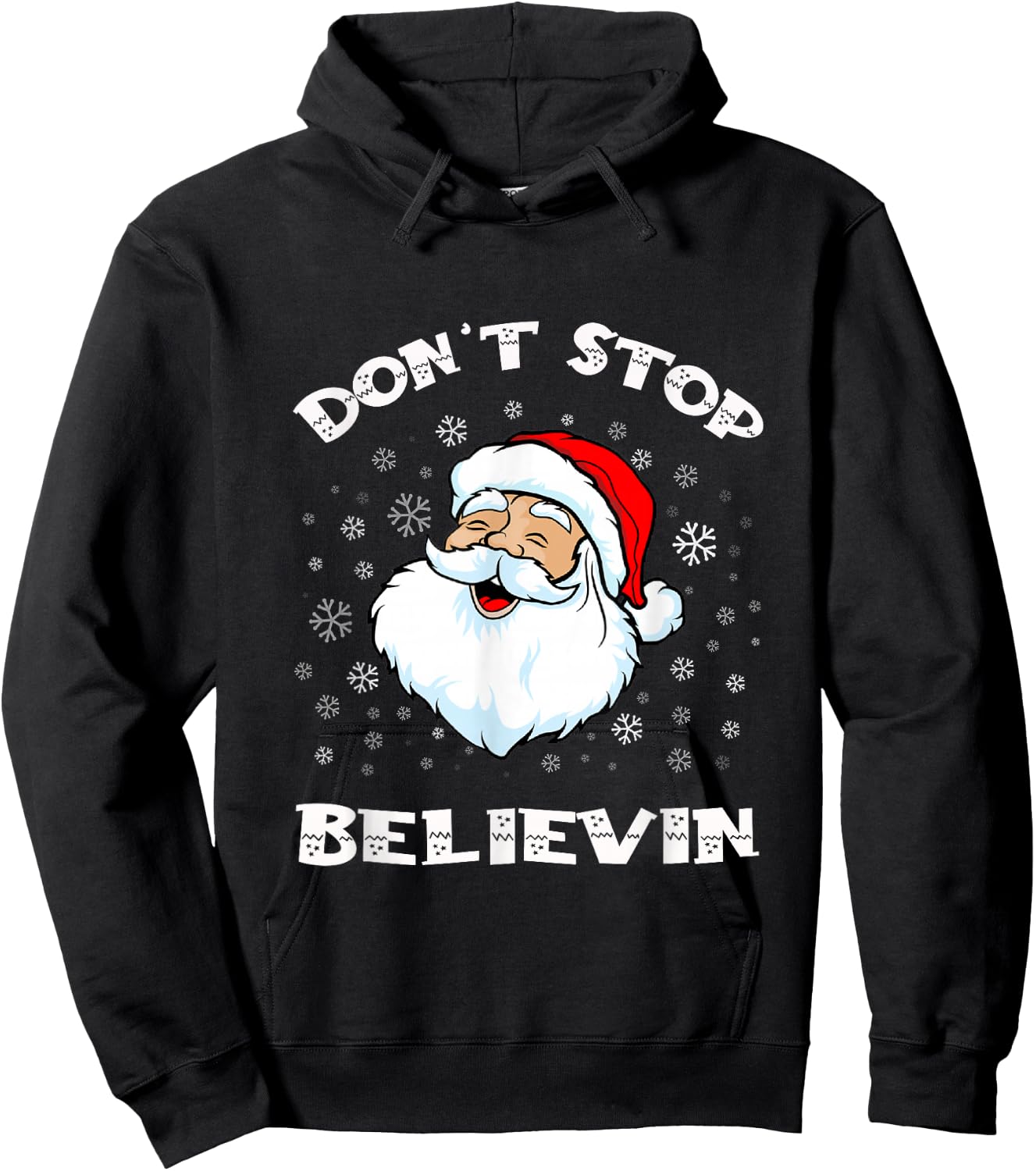 Funny Christmas Santa Xmas Santa don't stop believing Hoodie - Hoodie | Black