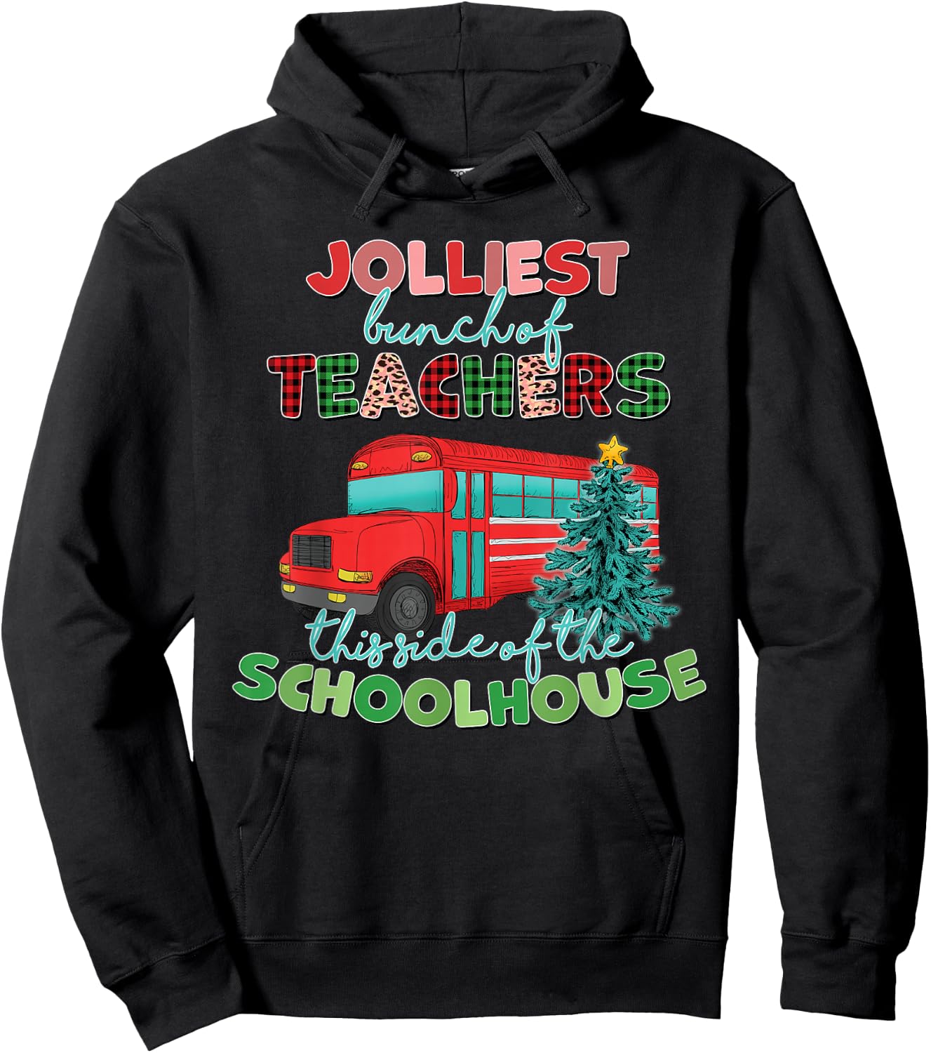 Groovy Christmas Teacher Jolly Jolliest Bunch of Teachers Hoodie - Hoodie | Black