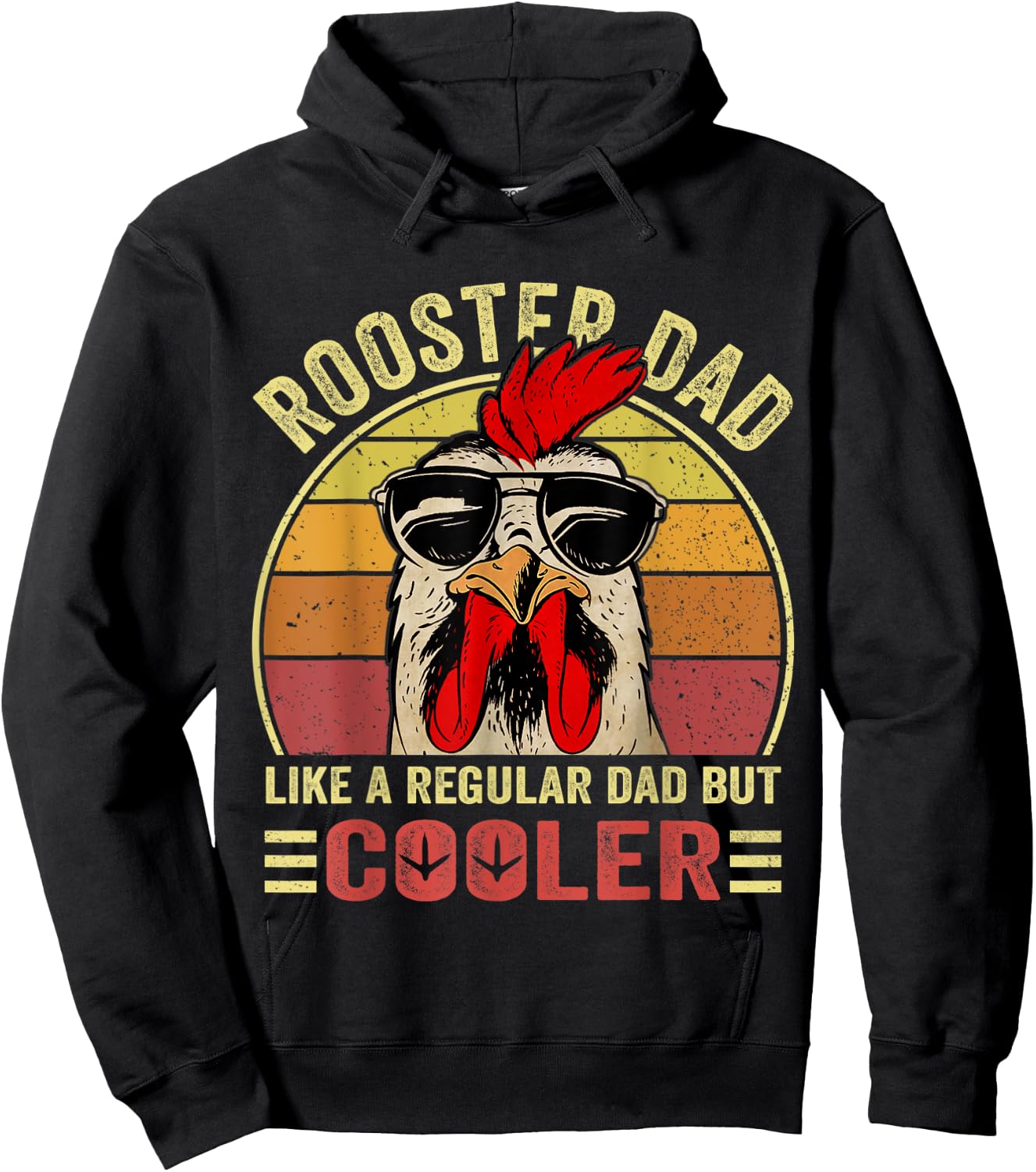 Retro Rooster Dad, Chicken Dad, Rooster Father Hoodie - Hoodie | Black