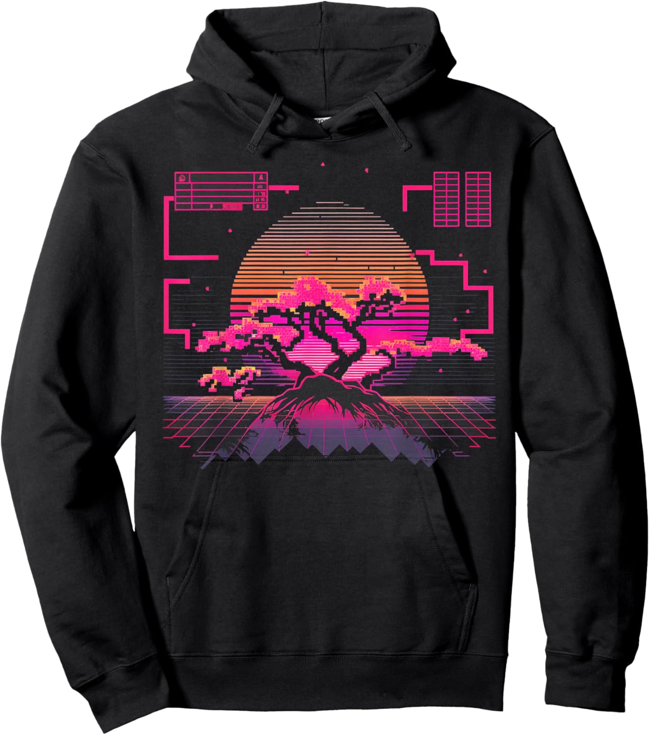 Cherry Blossom Japanese Japan Tokyo Vaporwave Synthwave 80s Hoodie - Hoodie | Black