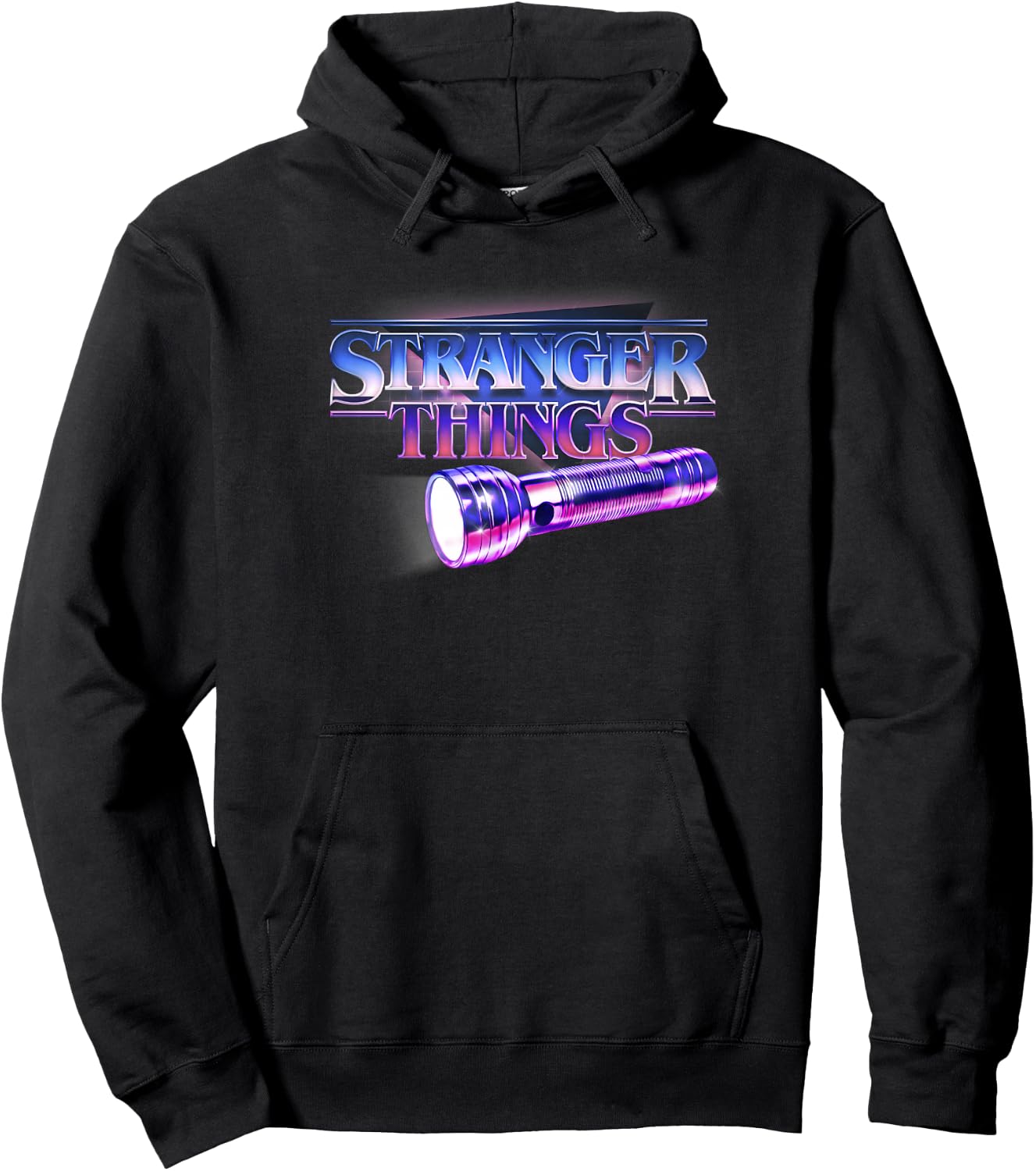 Stranger Things Flashlight 80's Retro Title Bright Logo Hoodie - Hoodie | Black