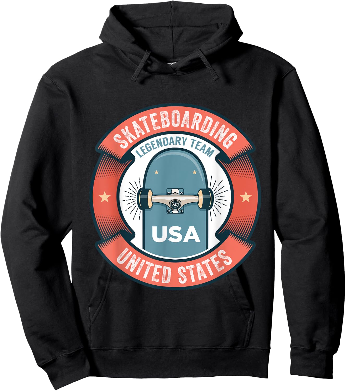 Skateboarding USA Support the Team Shirt USA Flag Skateboard Hoodie - Hoodie | Black