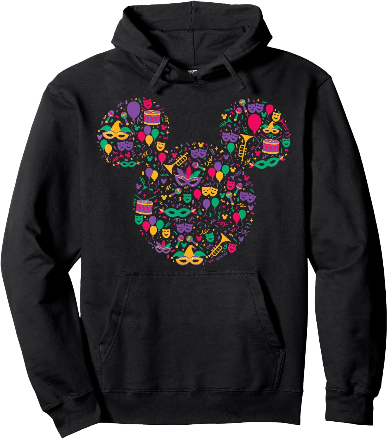 Disney Mickey Mouse Mardi Gras Carnival Holiday Icon Hoodie - Hoodie | Black