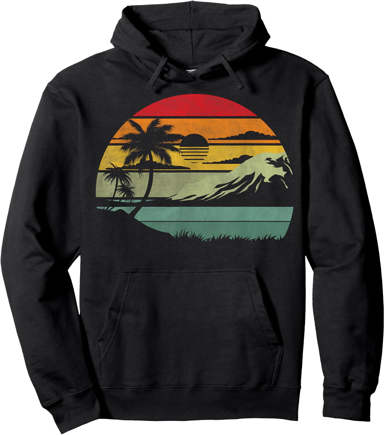 Palm Tree Retro Tropical Beach Vintage 70s 80s Style Summer Hoodie - Hoodie | Black