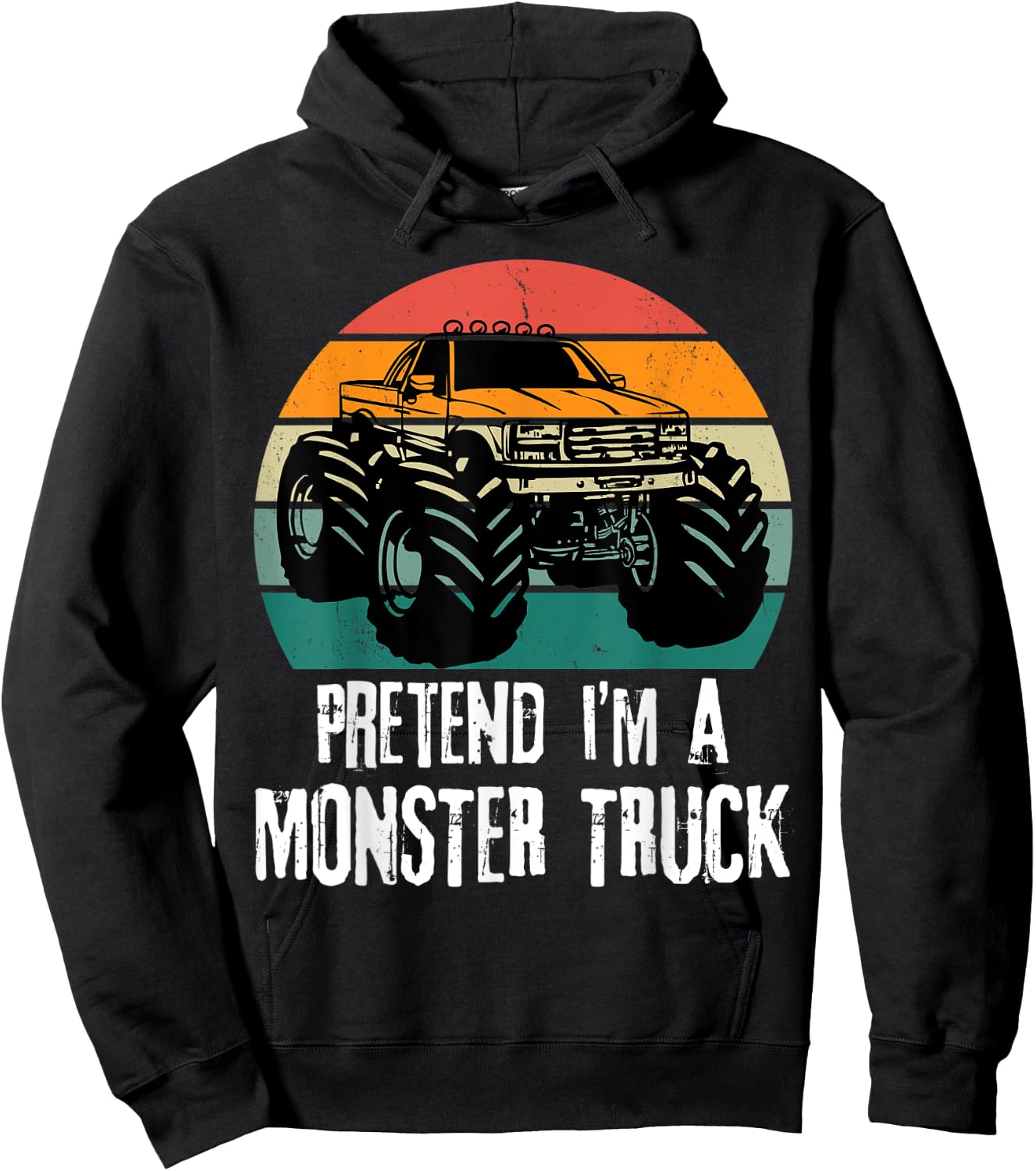 Pretend I'm a monster truck Funny Dad Man Kids retro sunset Hoodie - Hoodie | Black