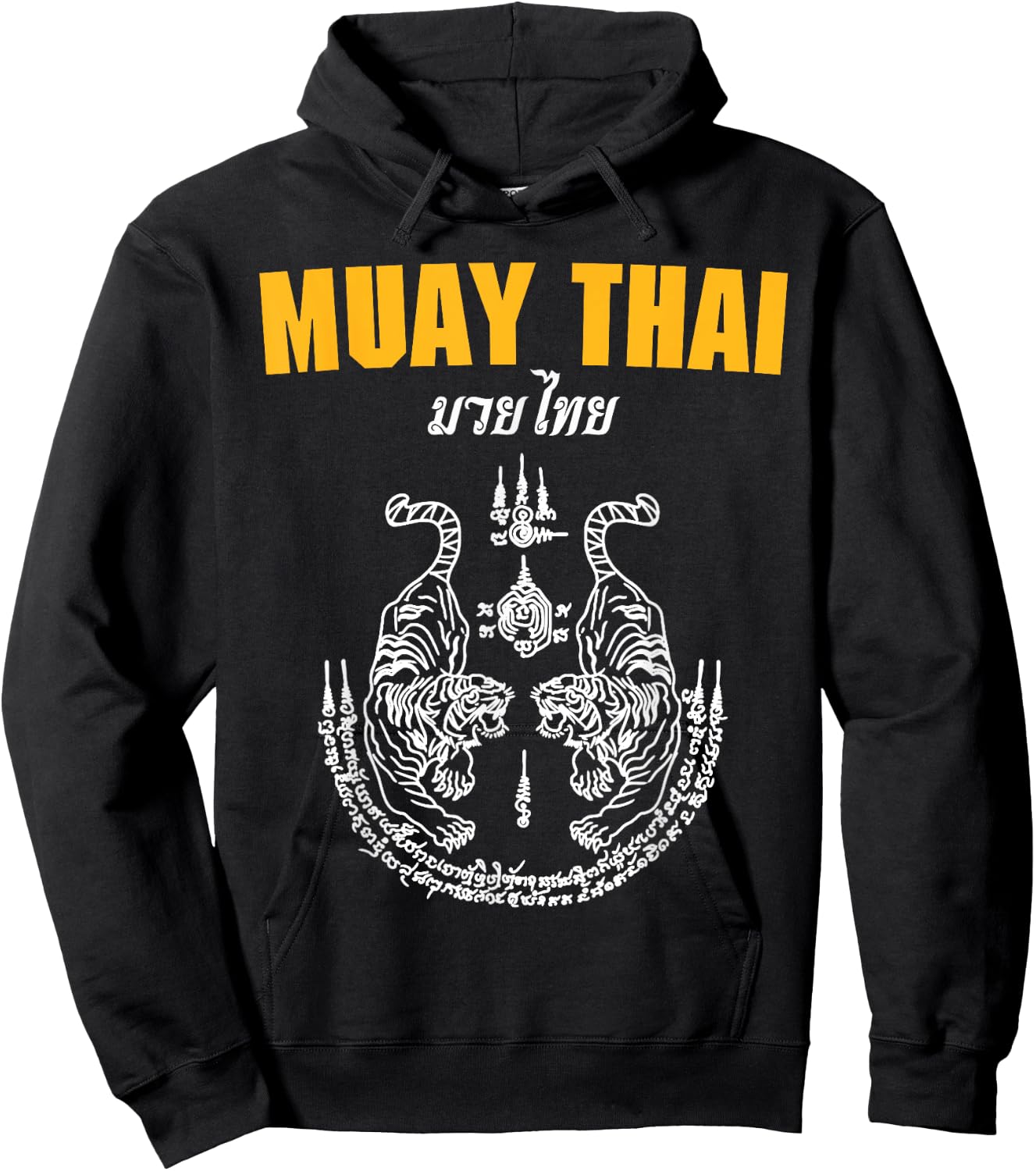 MMA Sak Yant Muay Thai Tattoo Twin Tiger Martial Art Short Hoodie - Hoodie | Black
