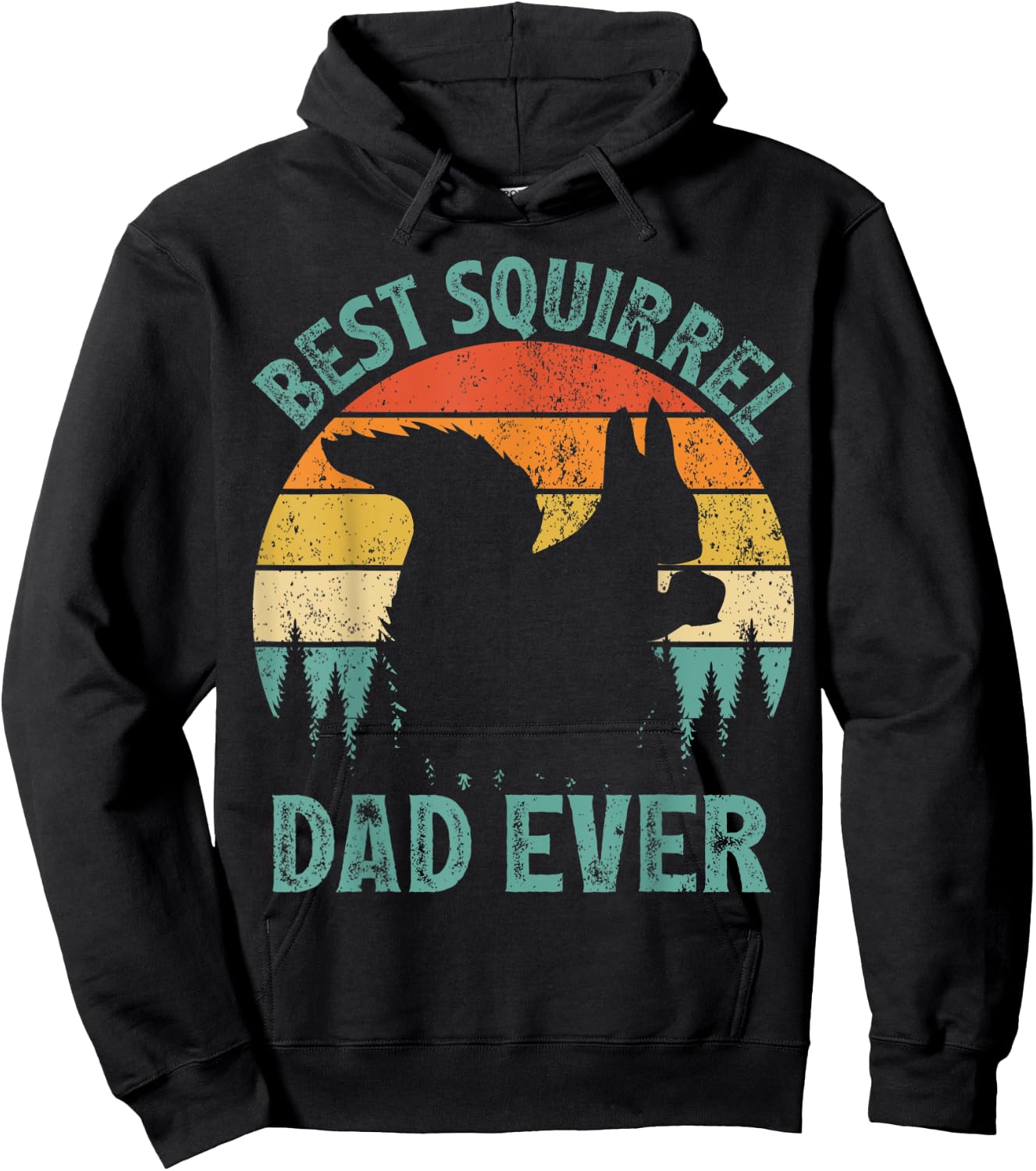 Funny Squirrel Vintage Best Squirrel Dad Ever Father's Day Hoodie - Hoodie | Black