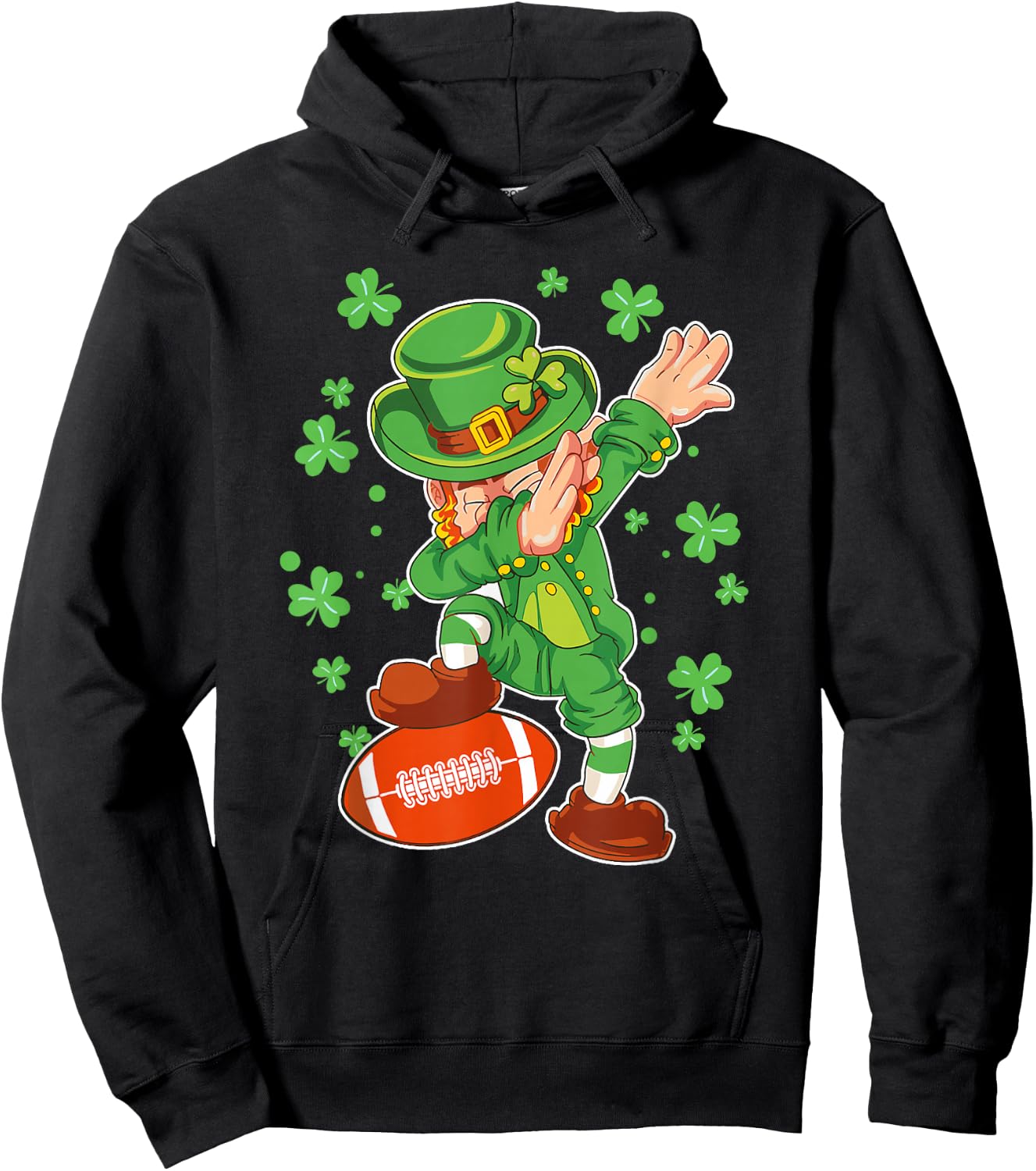 St Patricks Day Boys Men Kids Football Dabbing Leprechaun Hoodie - Hoodie | Black