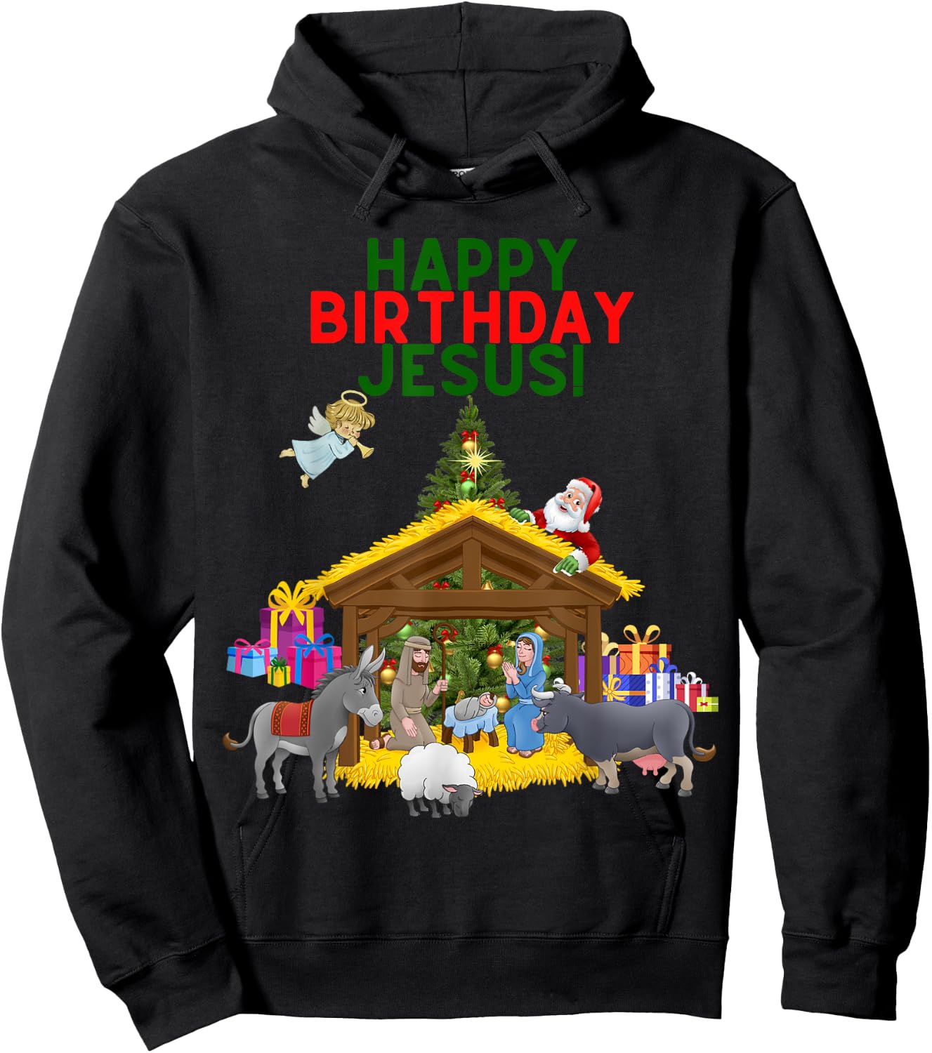 Worship Wear Merry Christmas Christian Happy Birthday Jesus Christ Xmas Hoodie - Hoodie | Black
