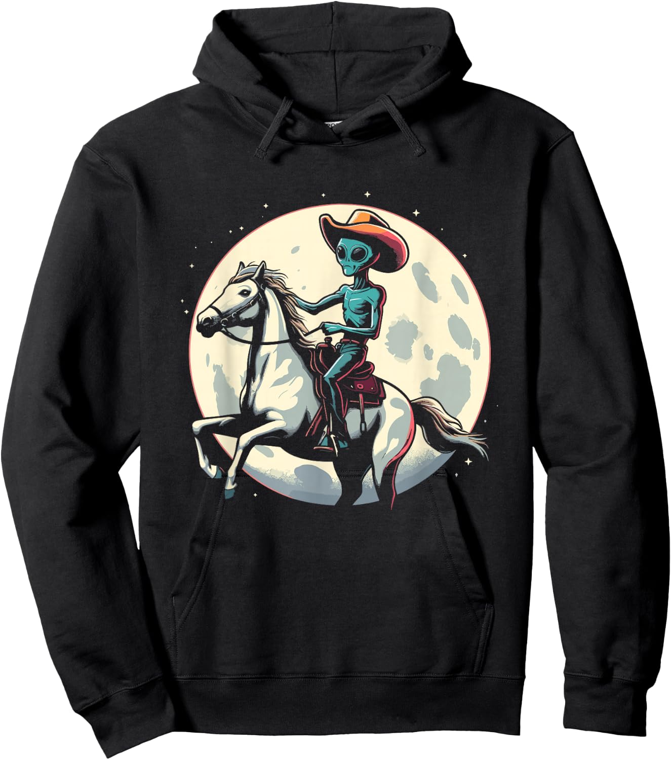 Alien Cowboy On A Horse - Vintage Alien UFO Conspiracy Lover Hoodie - Hoodie | Black