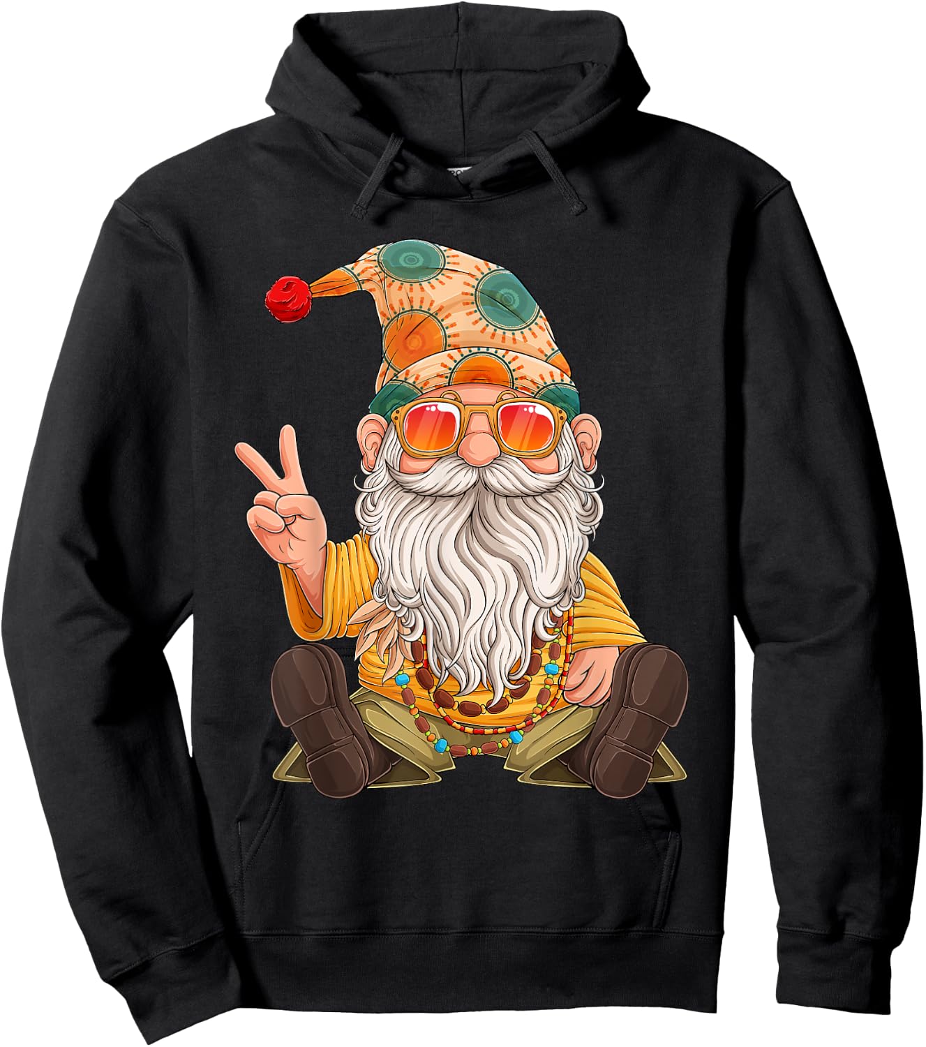 Funny Hippie Gnome Peace Sign Gnomes Lovers Men Women Kids Hoodie - Hoodie | Black
